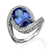 6.29Ct. Tanzanite Gem stone set with Round Cut Diamonds