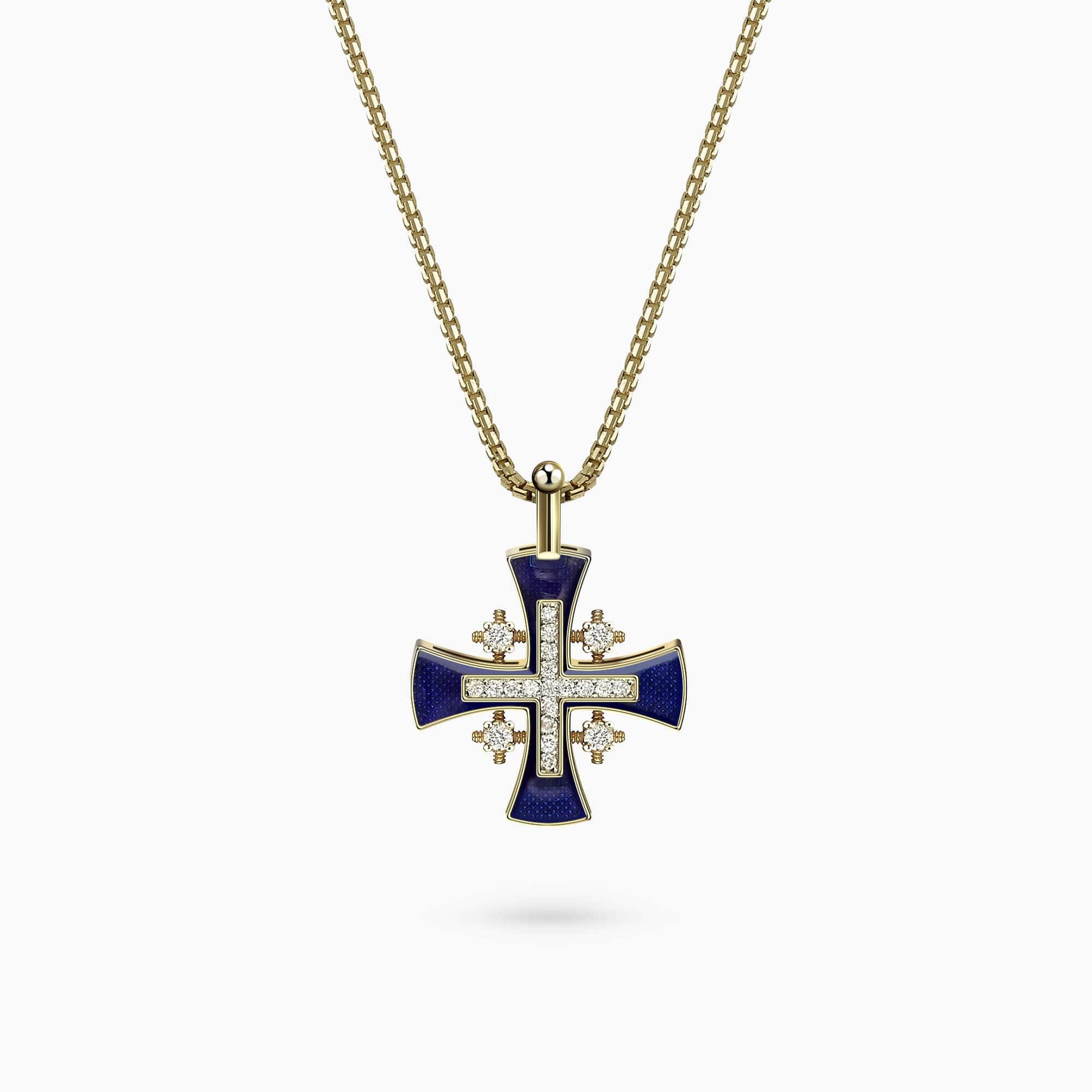14K Yellow Gold Cross Pendant, with 0.11Ct. Diamonds set in