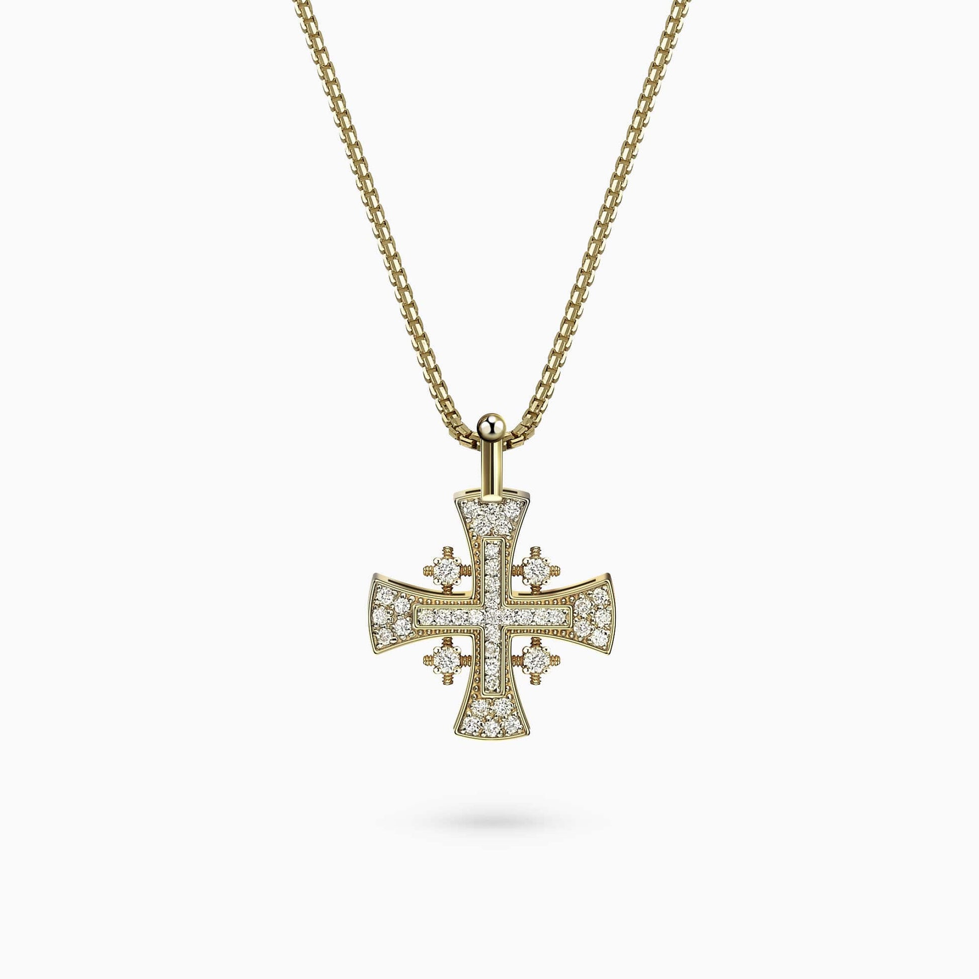 14K Yellow Gold Cross Pendant, with 0.29Ct. Diamonds set