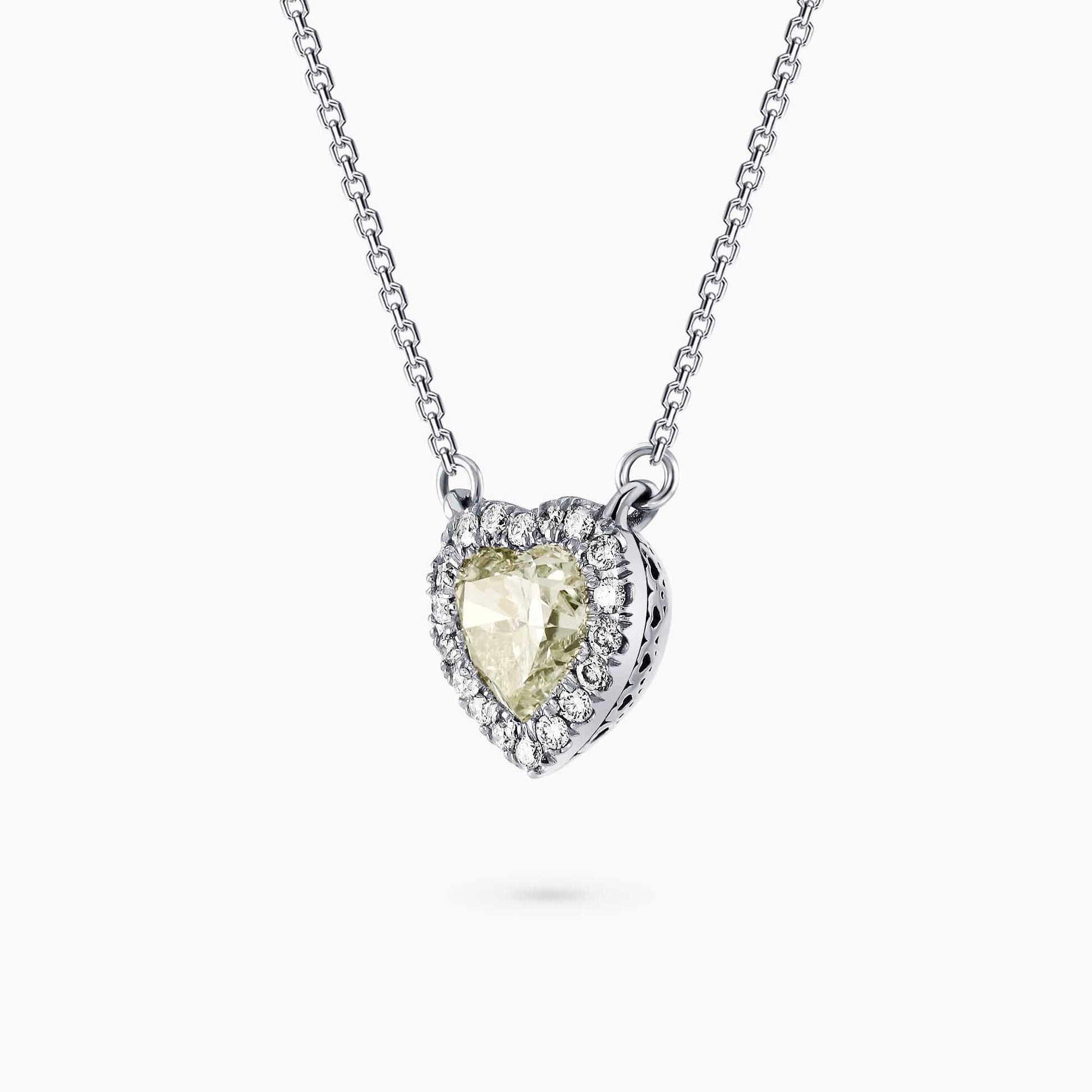 0.66Ct. Fancy Light Green-Yellow Heart Shaped Diamond with