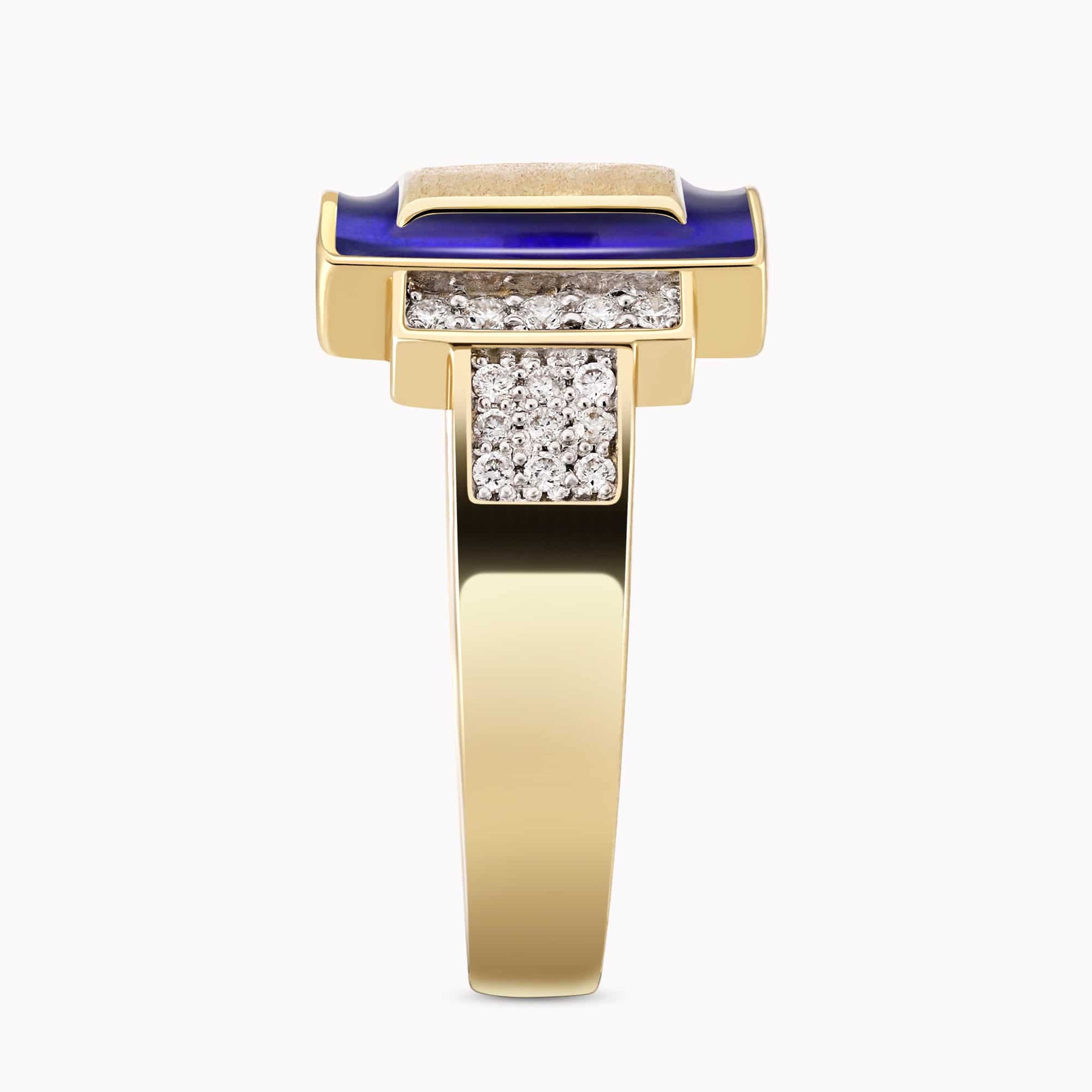14K Yellow Gold Ring set with 0.20Ct. Diamonds and Enamel Coating