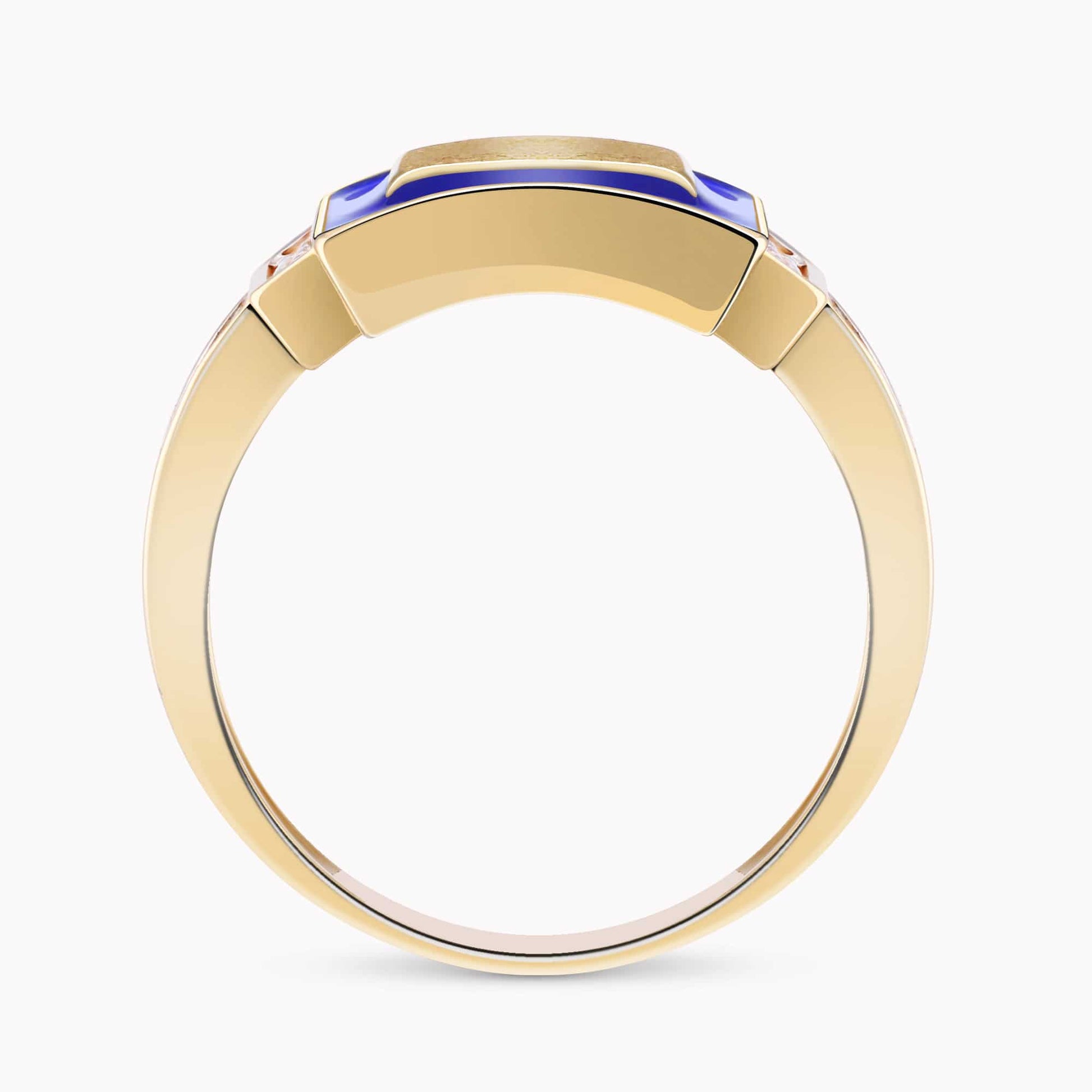 14K Yellow Gold Ring set with 0.20Ct. Diamonds and Enamel Coating