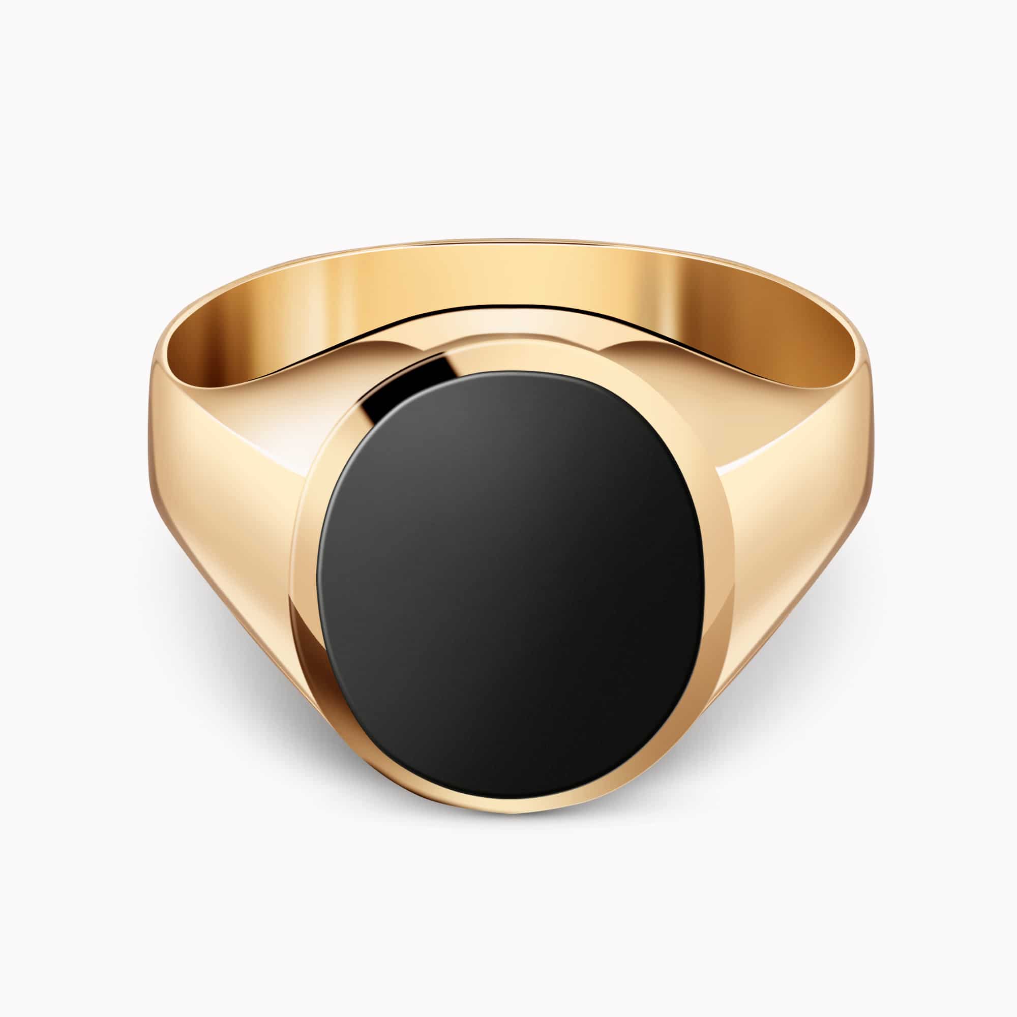 14K Yellow Gold Ring set with an Onyx center Stone