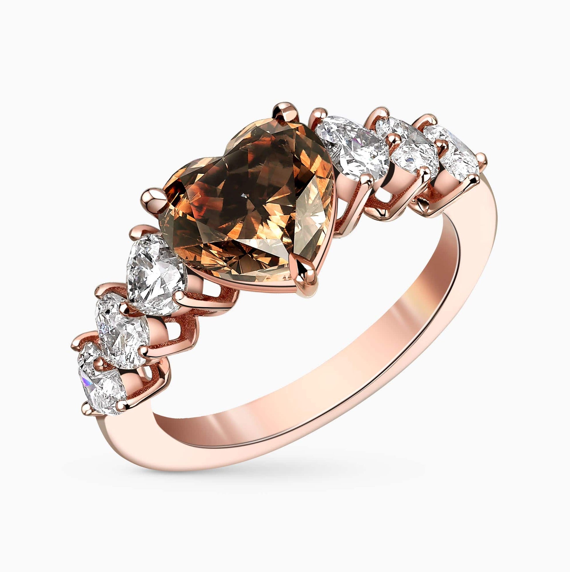A Beautiful 2.30Ct. Fancy Dark Brown Heart shaped center