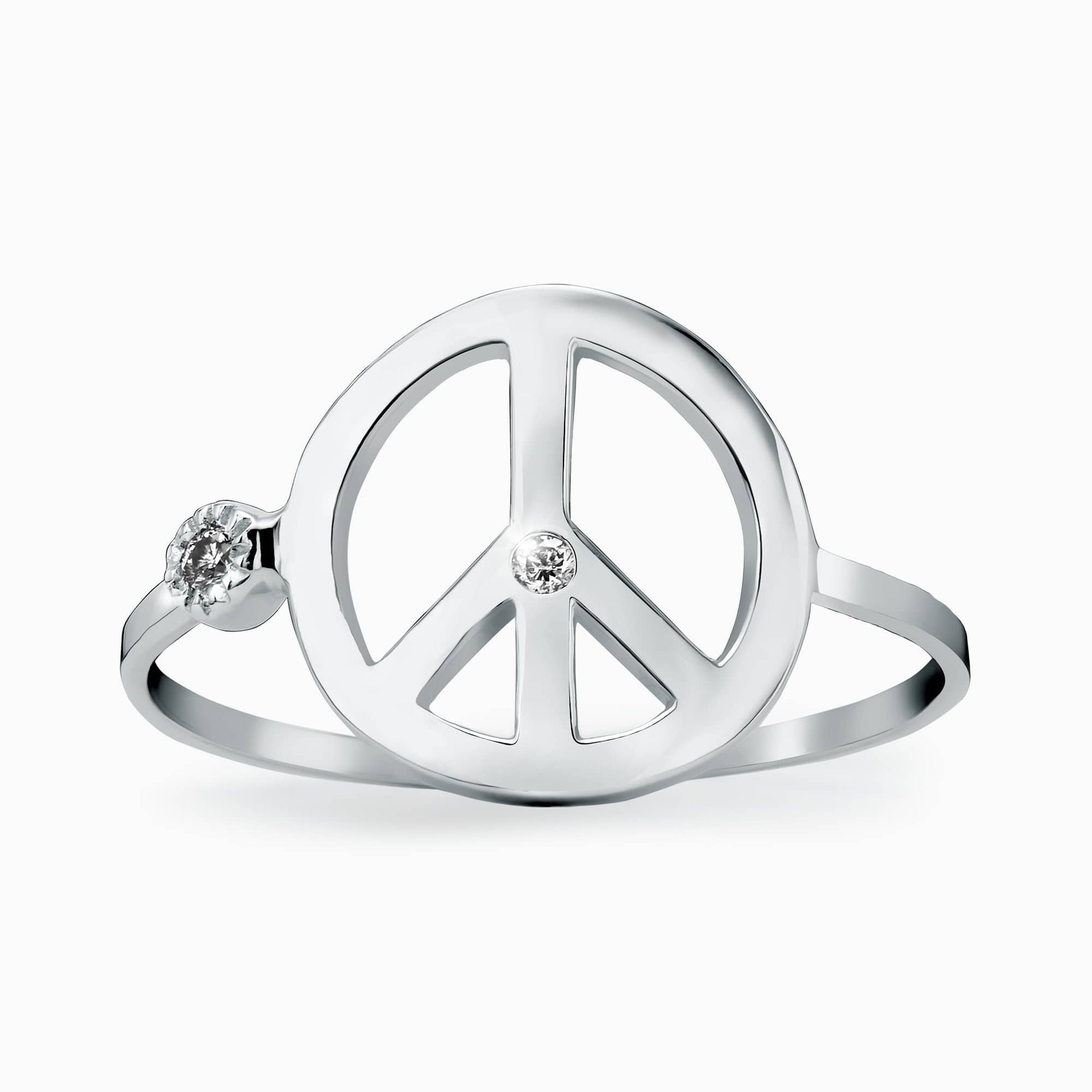 14K White Gold "Peace" Ring with 0.01Ct. Diamond