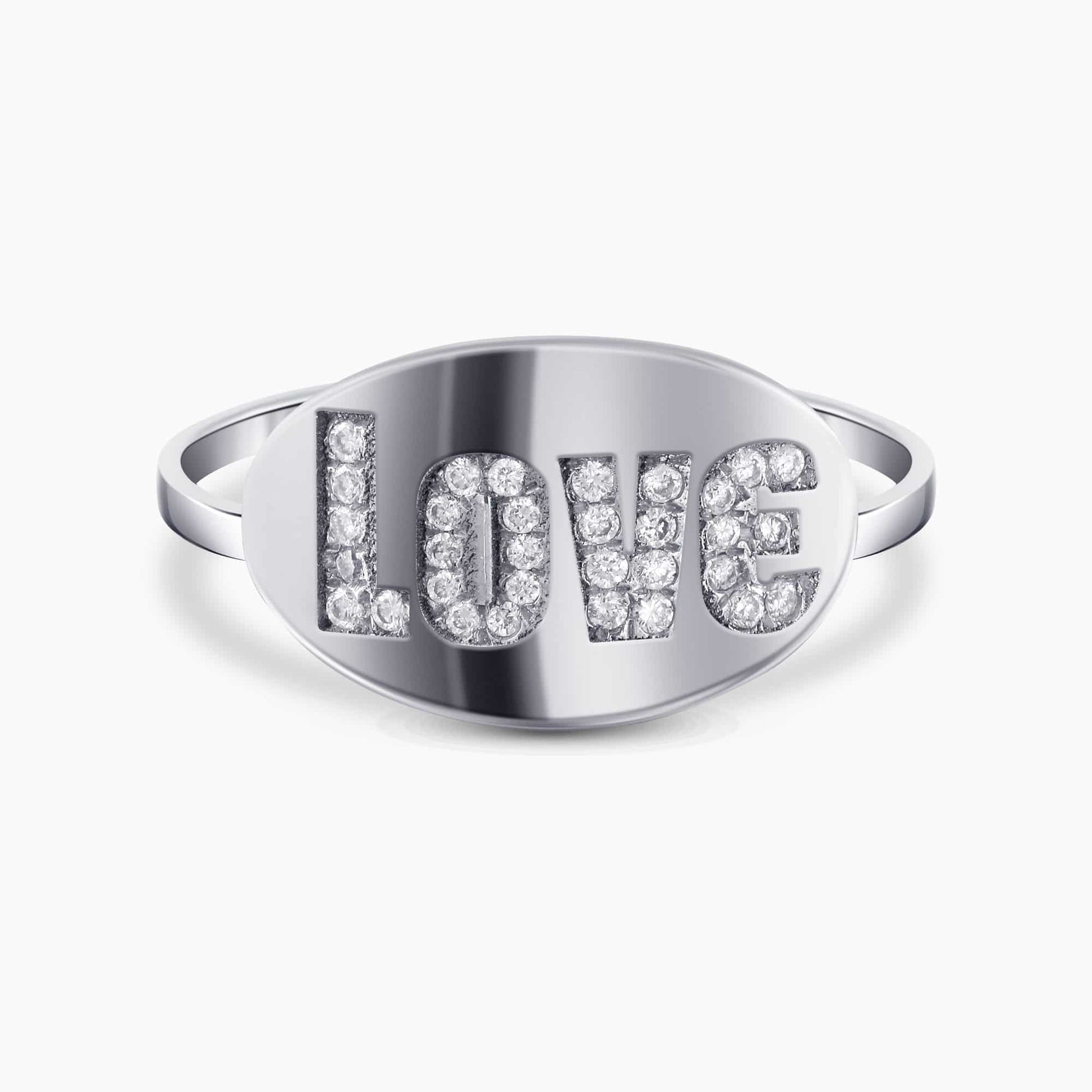 14K White Gold "Love" Ring with 0.30Ct. Diamond