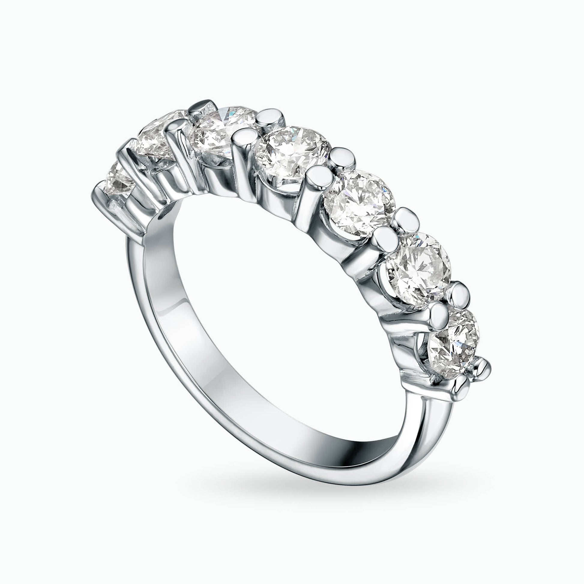 1.74Ct. Diamonds in a stunning half Eternity 14K White Gold Ring
