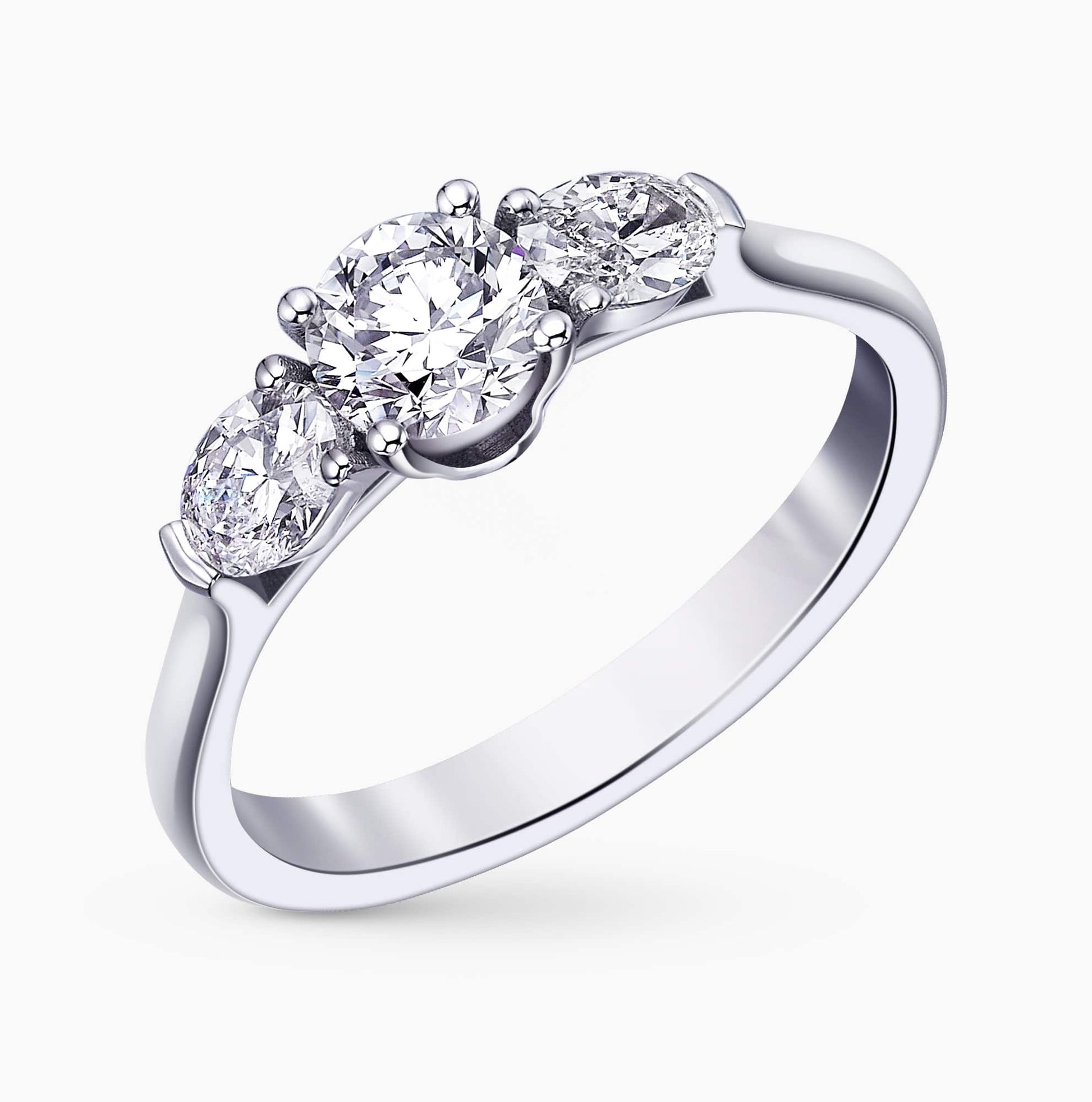 A ring, 14K gold, set with a center round cut diamond