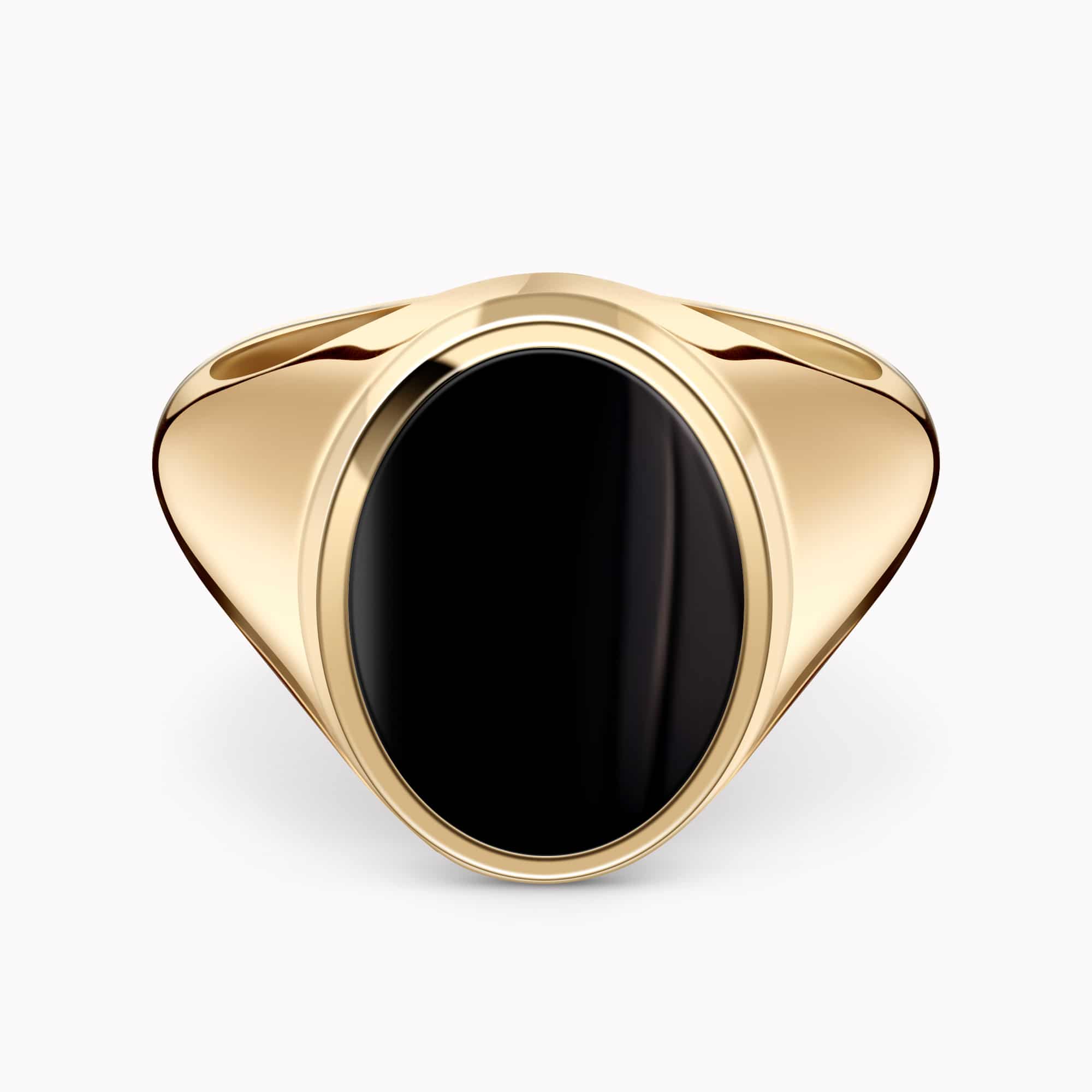 14K Yellow Gold Ring set with an Onyx center Stone