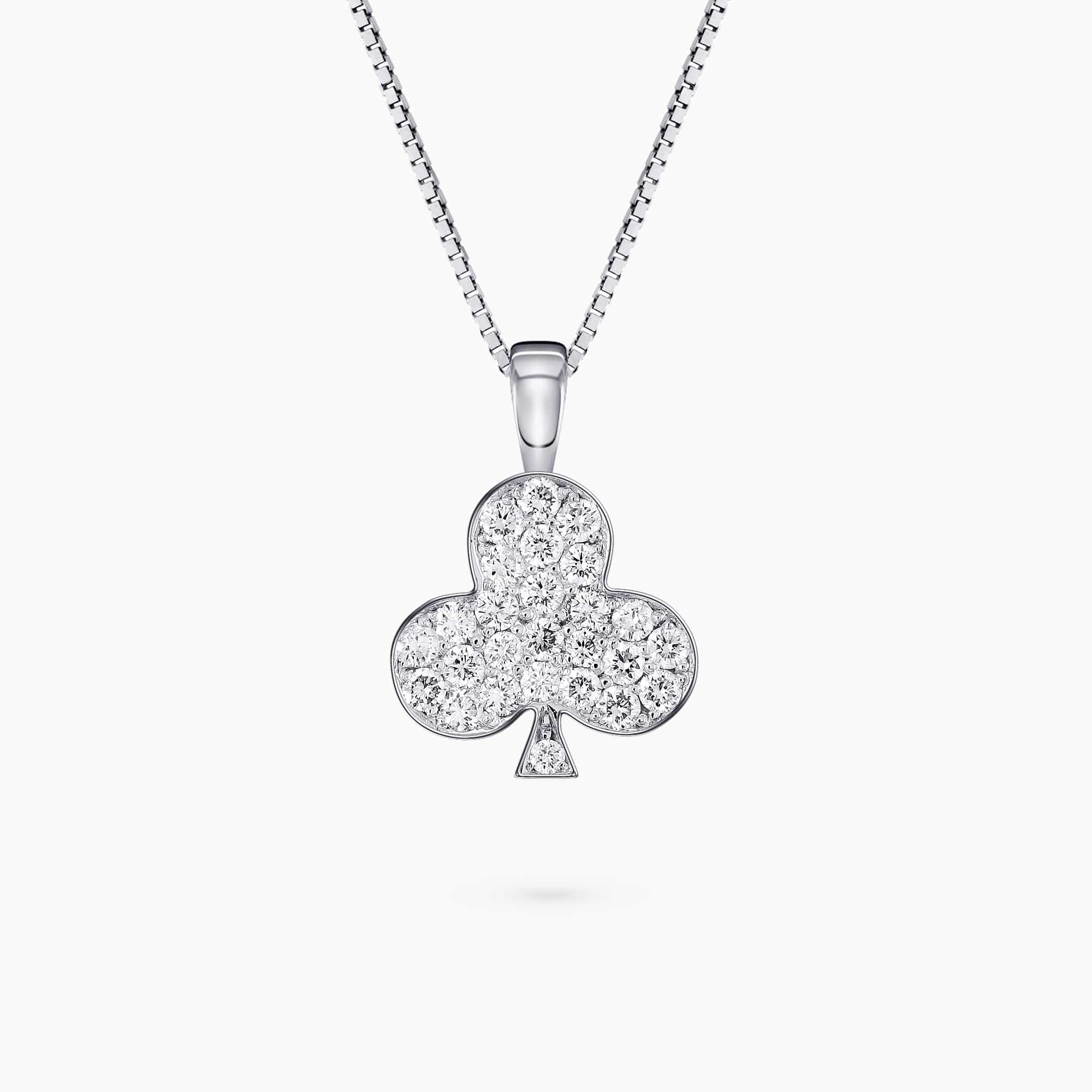 0.34Ct. Diamond in a 14K White Gold Club Shaped Pendant