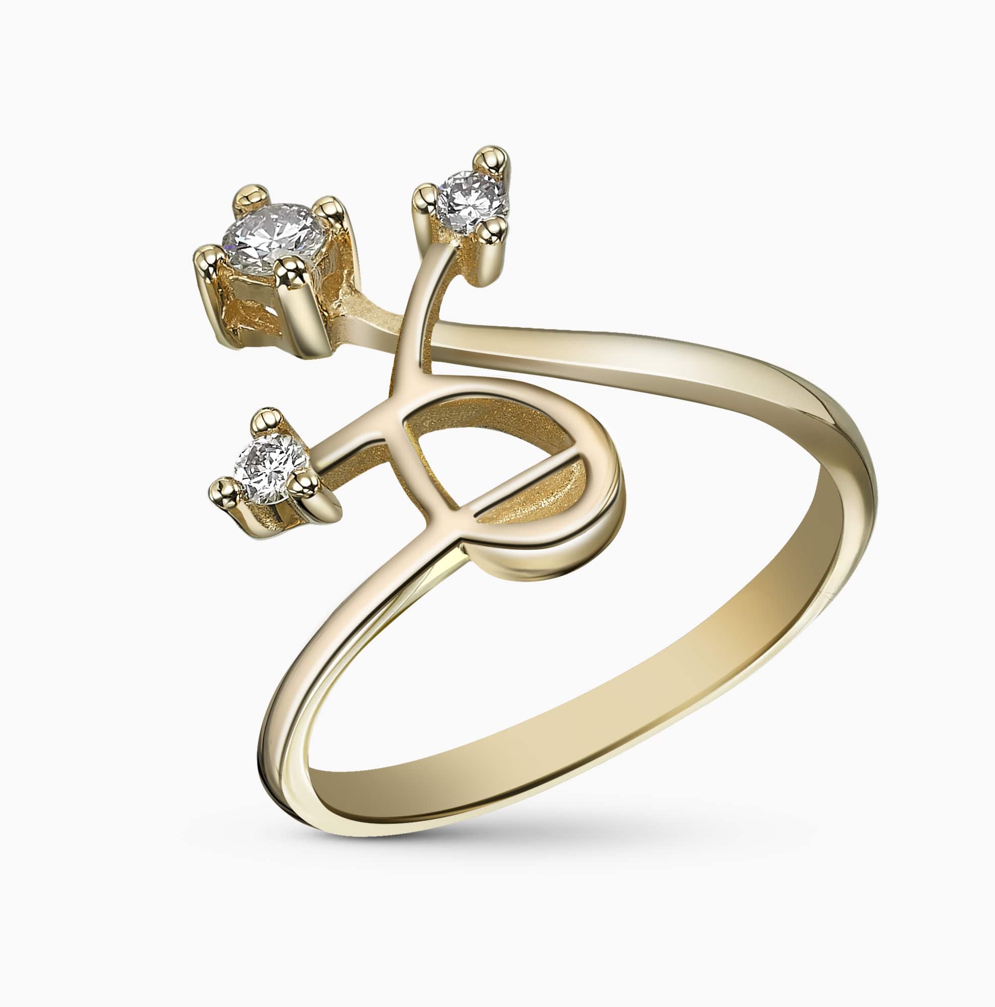 0.18Ct. Diamonds setting in a 14K Yellow Gold Ring