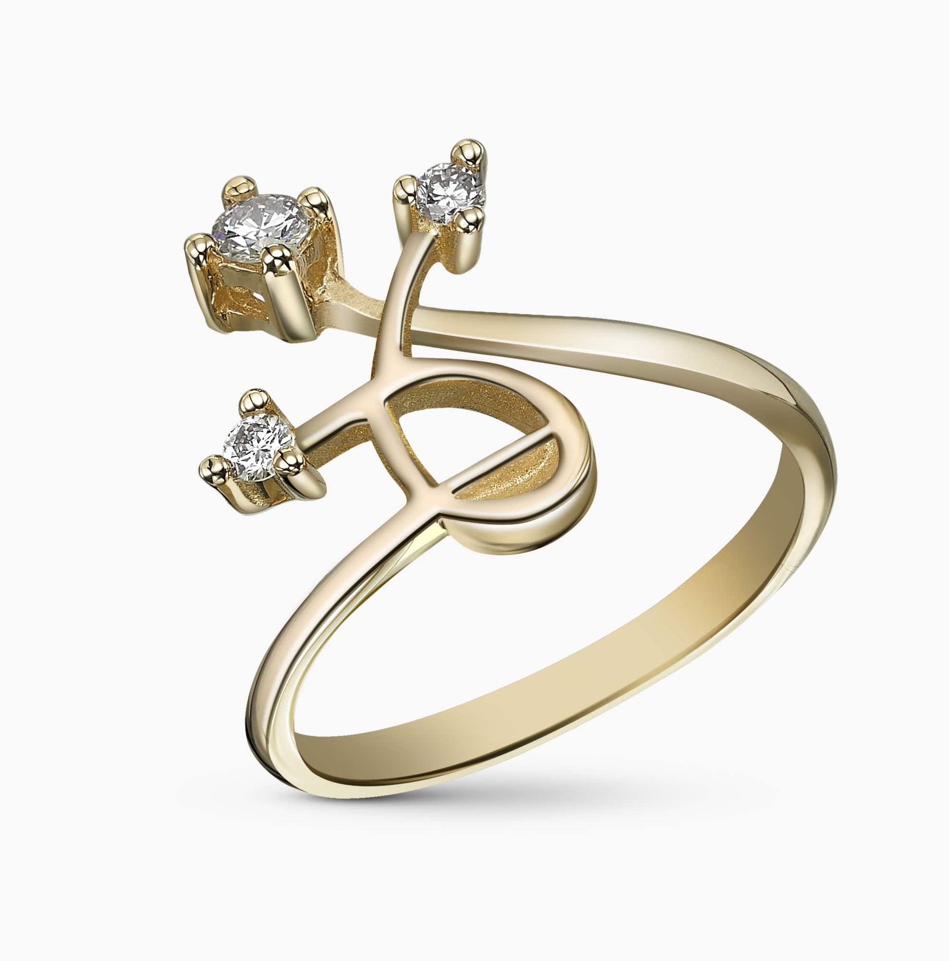 0.18Ct. Diamonds setting in a 14K Yellow Gold Ring