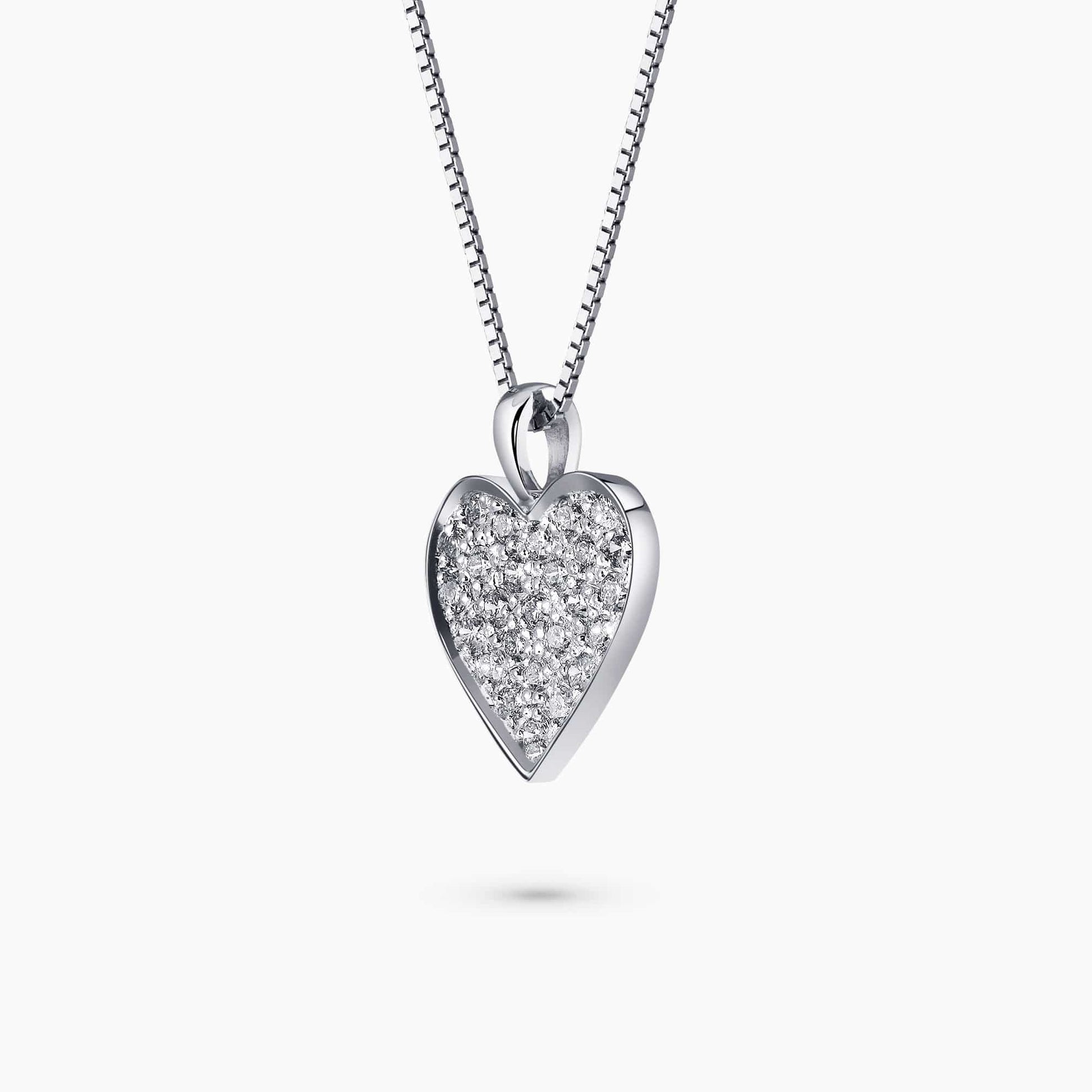 0.25Ct. Diamond in a 14K White Gold Heart Shaped Pendant