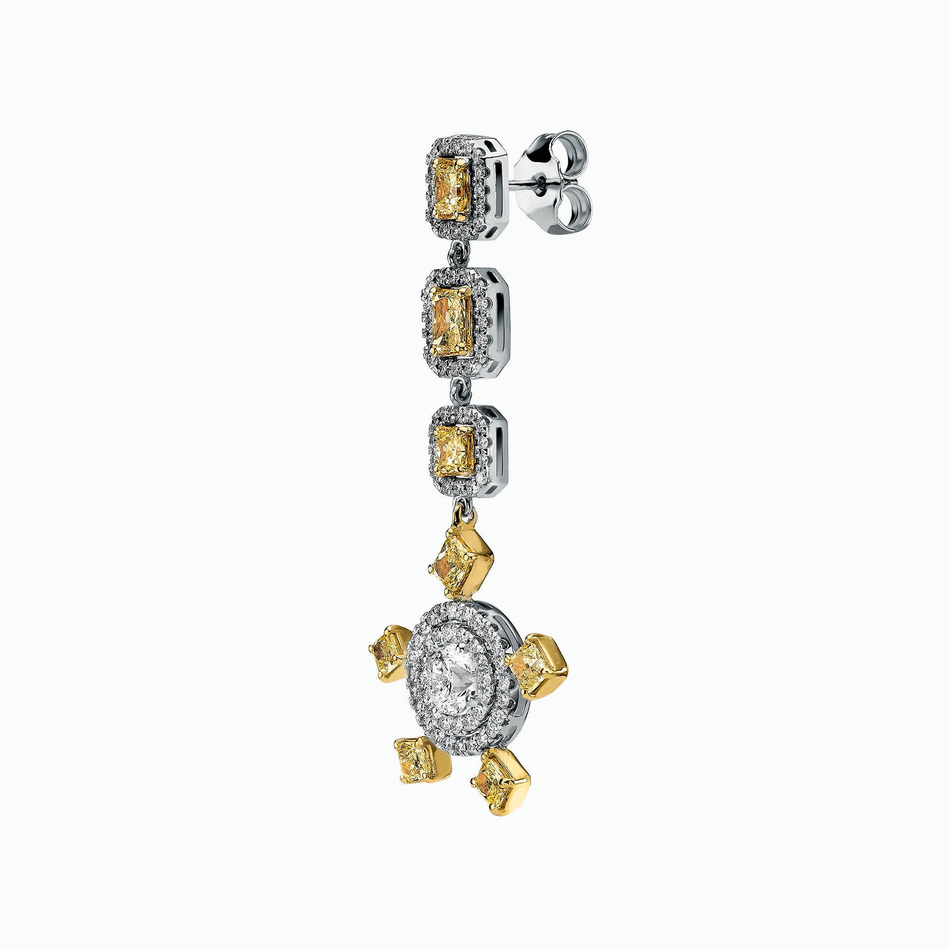 1.00Ct. I VS1 (0.50Ct. each) 2.40Ct. Fancy Yellow Diamonds