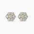 1.12Ct. Diamond Flower shaped Earrings mounted in 14K Yellow Gold