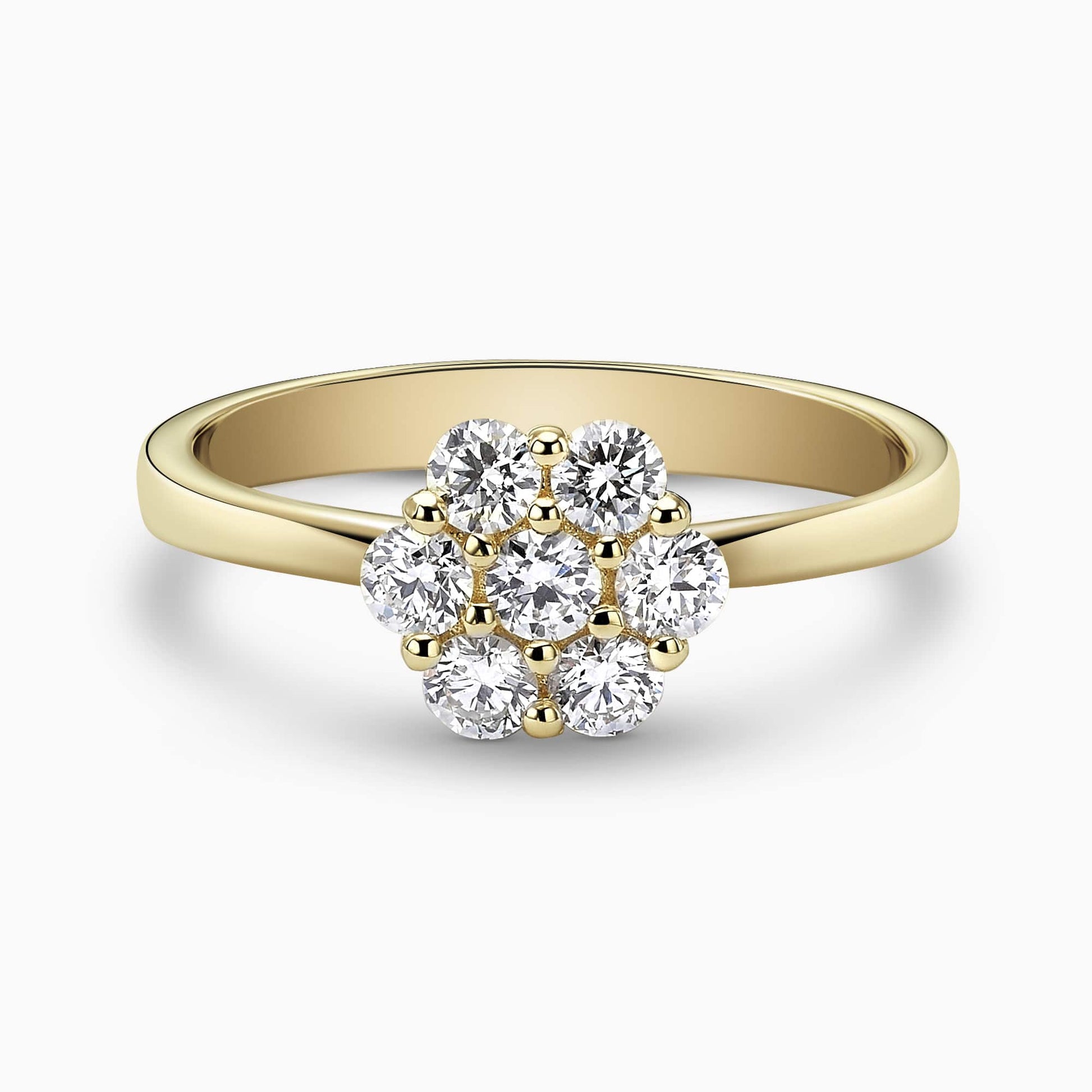 0.56Ct. Diamonds mounted in a 14K Yellow Gold Flower Ring