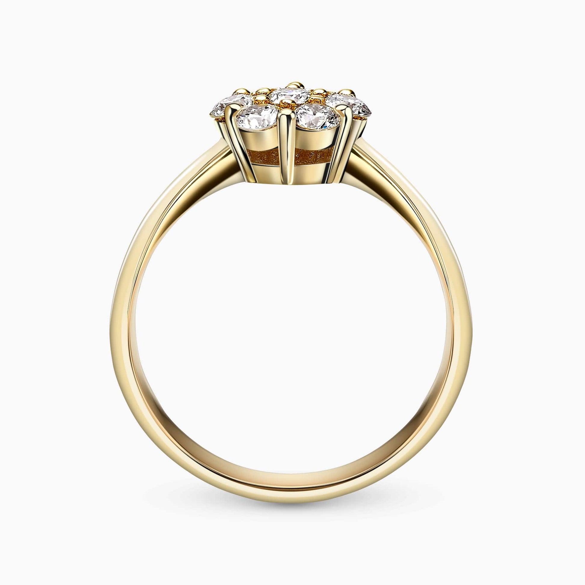 0.56Ct. Diamonds mounted in a 14K Yellow Gold Flower Ring