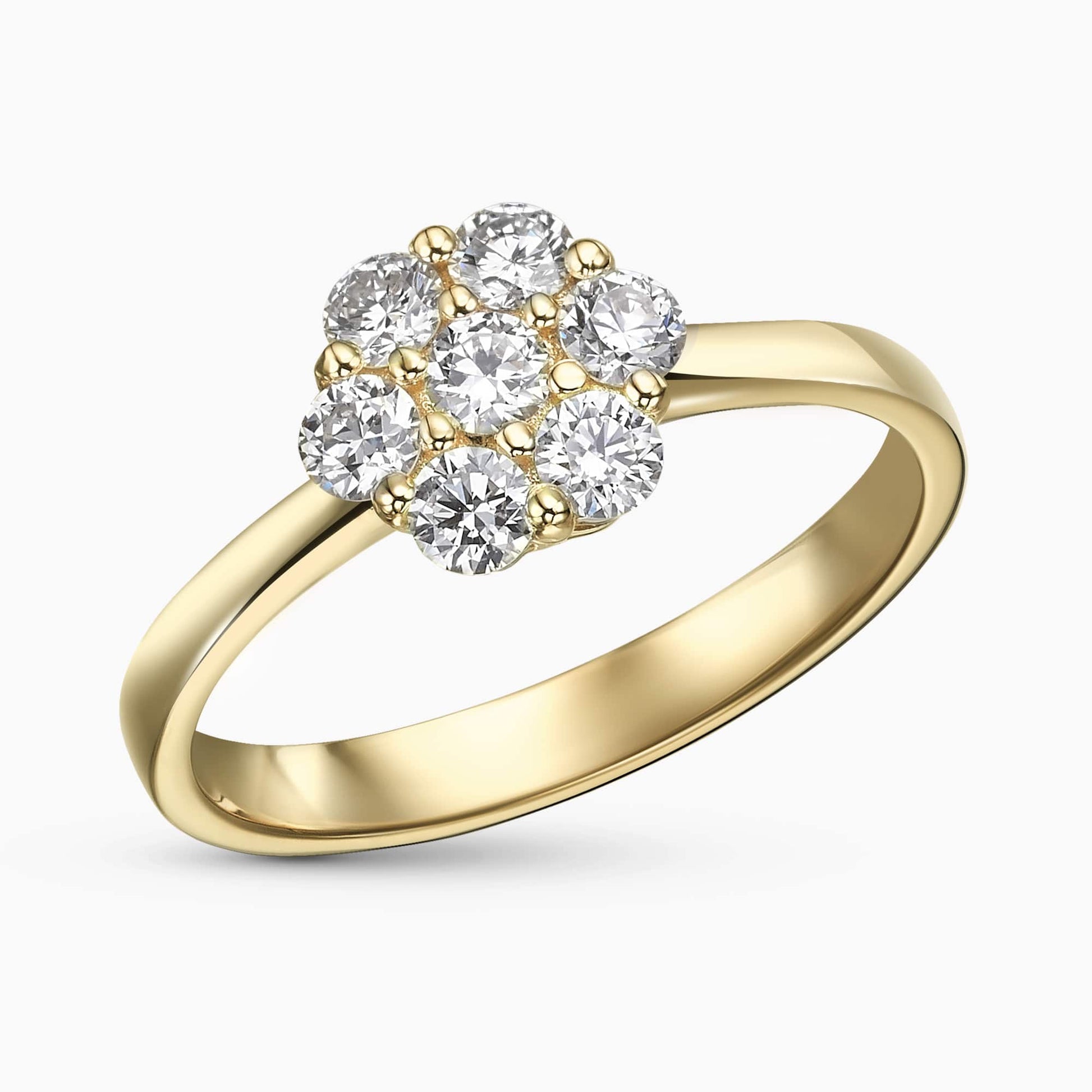 0.56Ct. Diamonds mounted in a 14K Yellow Gold Flower Ring