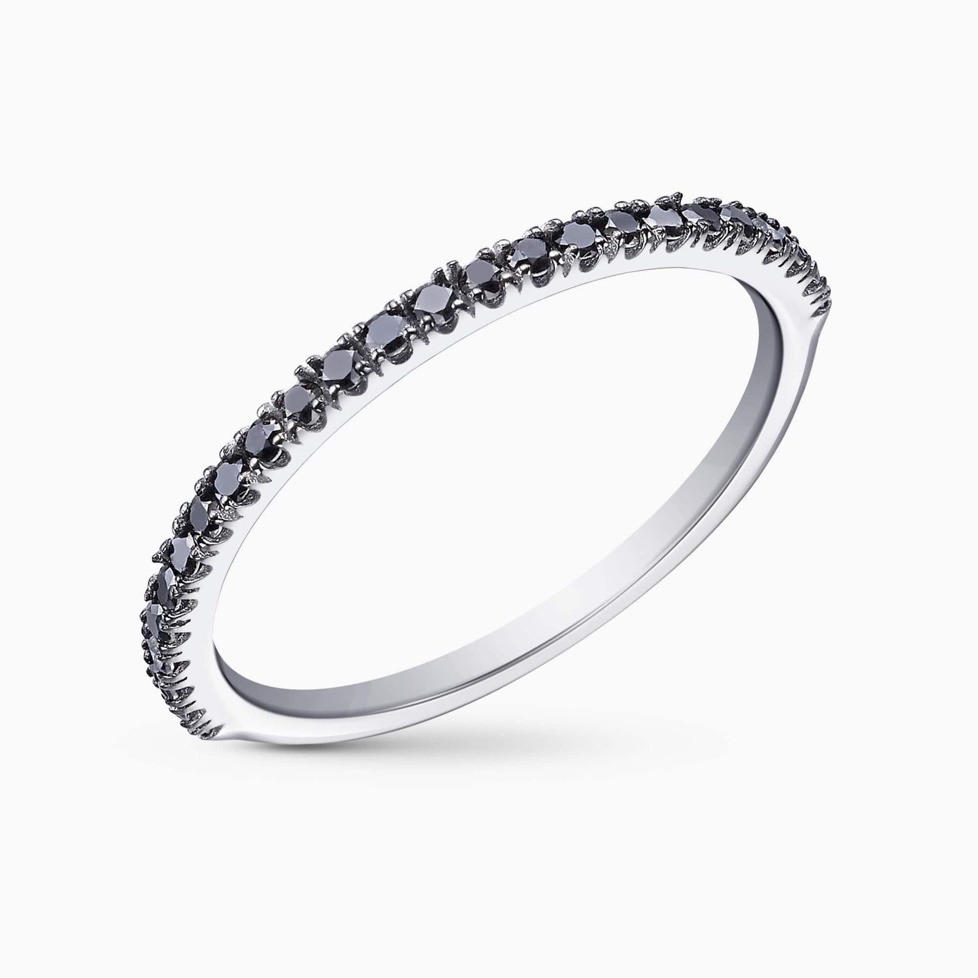 0.23Ct. Black Diamonds in a half Eternity 14K White Gold Ring