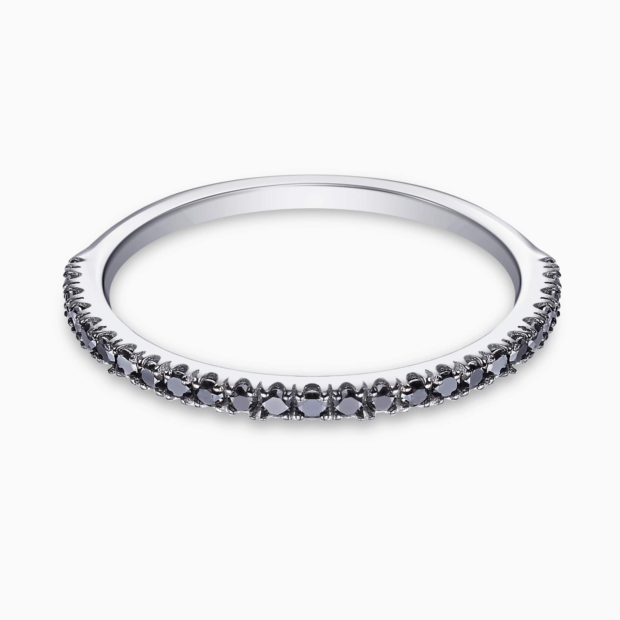0.23Ct. Black Diamonds in a half Eternity 14K White Gold Ring
