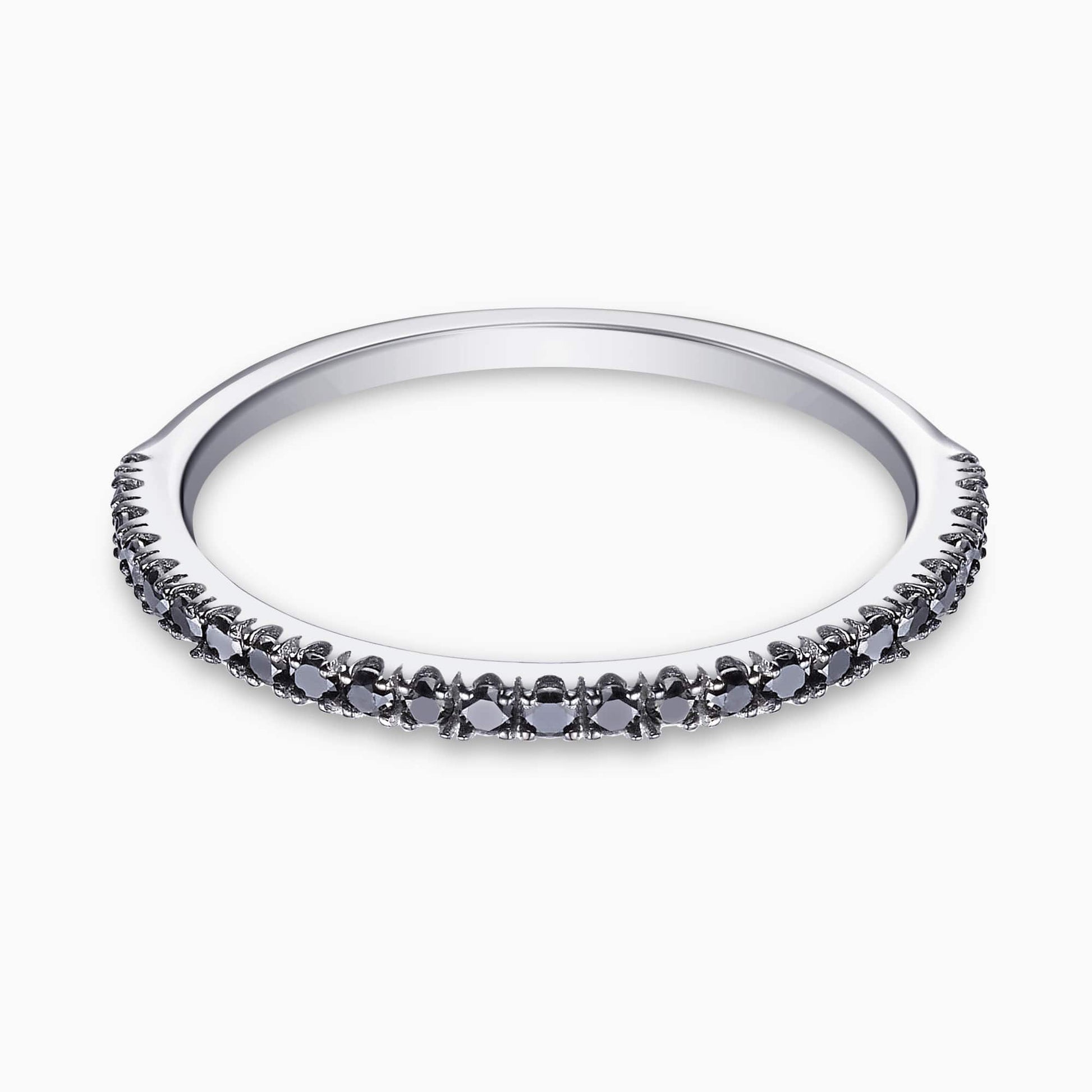 0.23Ct. Black Diamonds in a half Eternity 14K White Gold Ring