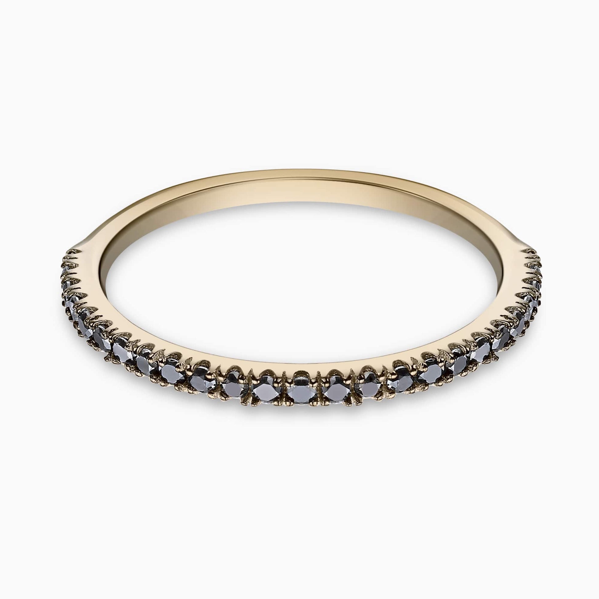 0.23Ct. Black Diamonds in a half Eternity 14K Yellow Gold Ring