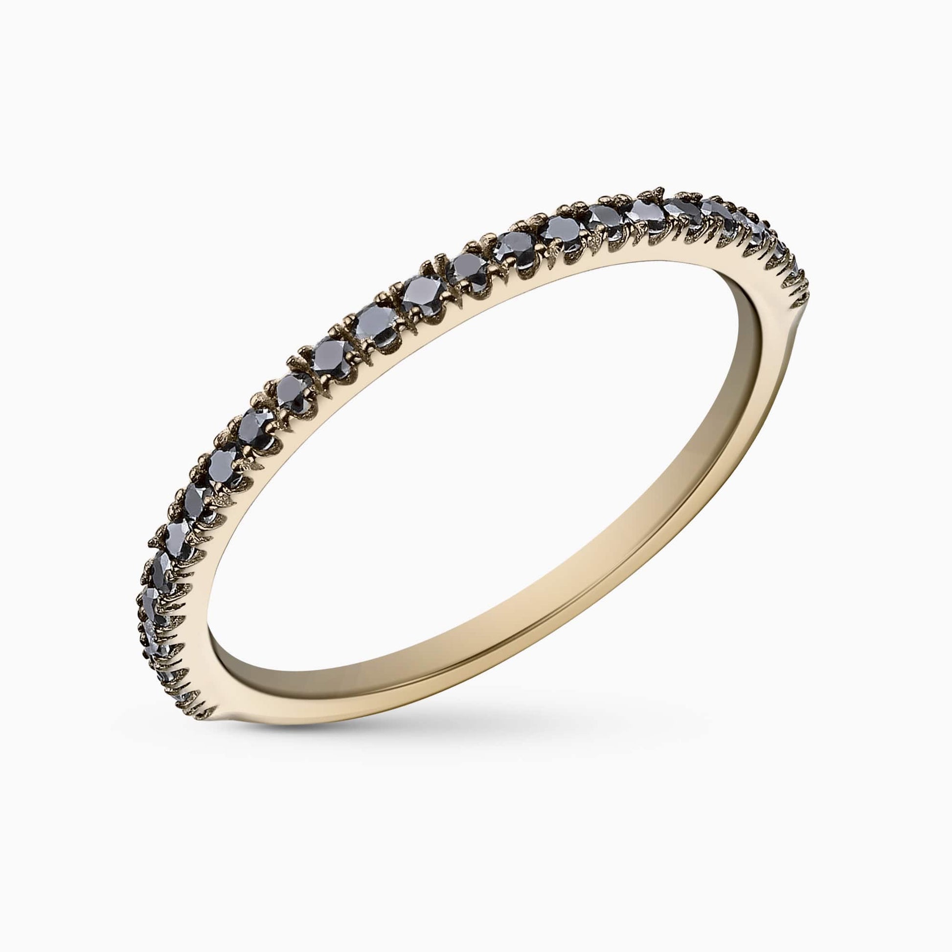 0.23Ct. Black Diamonds in a half Eternity 14K Yellow Gold Ring