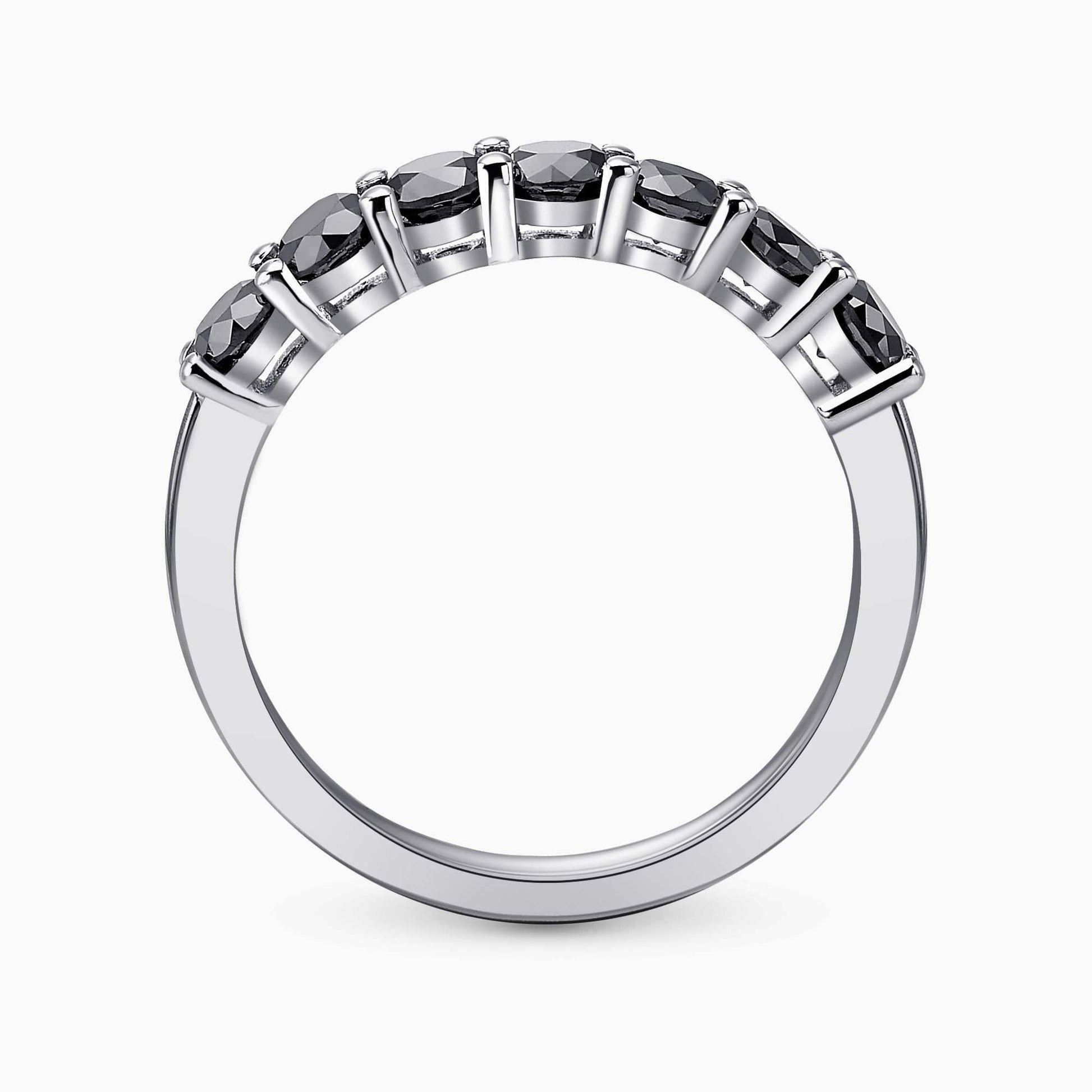 0.57Ct. Black Diamonds in a half Eternity 14K White Gold Ring