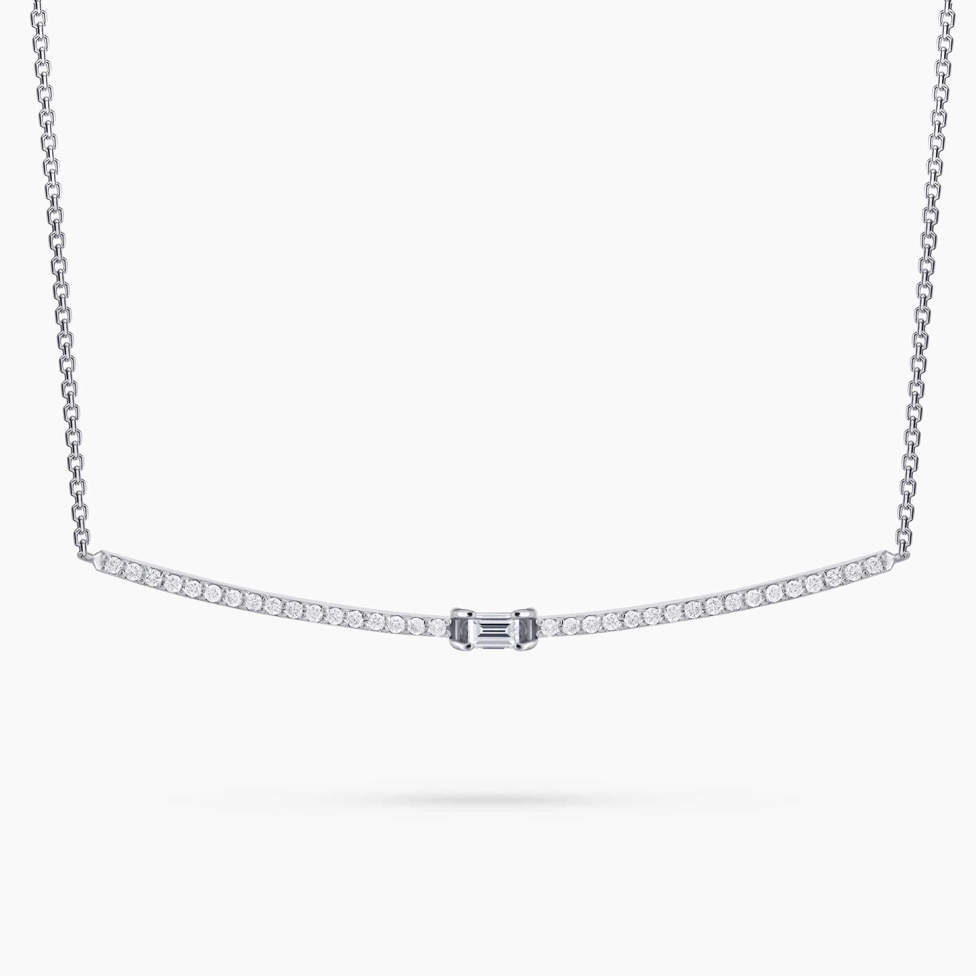 0.18Ct. Baguette center Diamond with 0.28Ct. Diamond