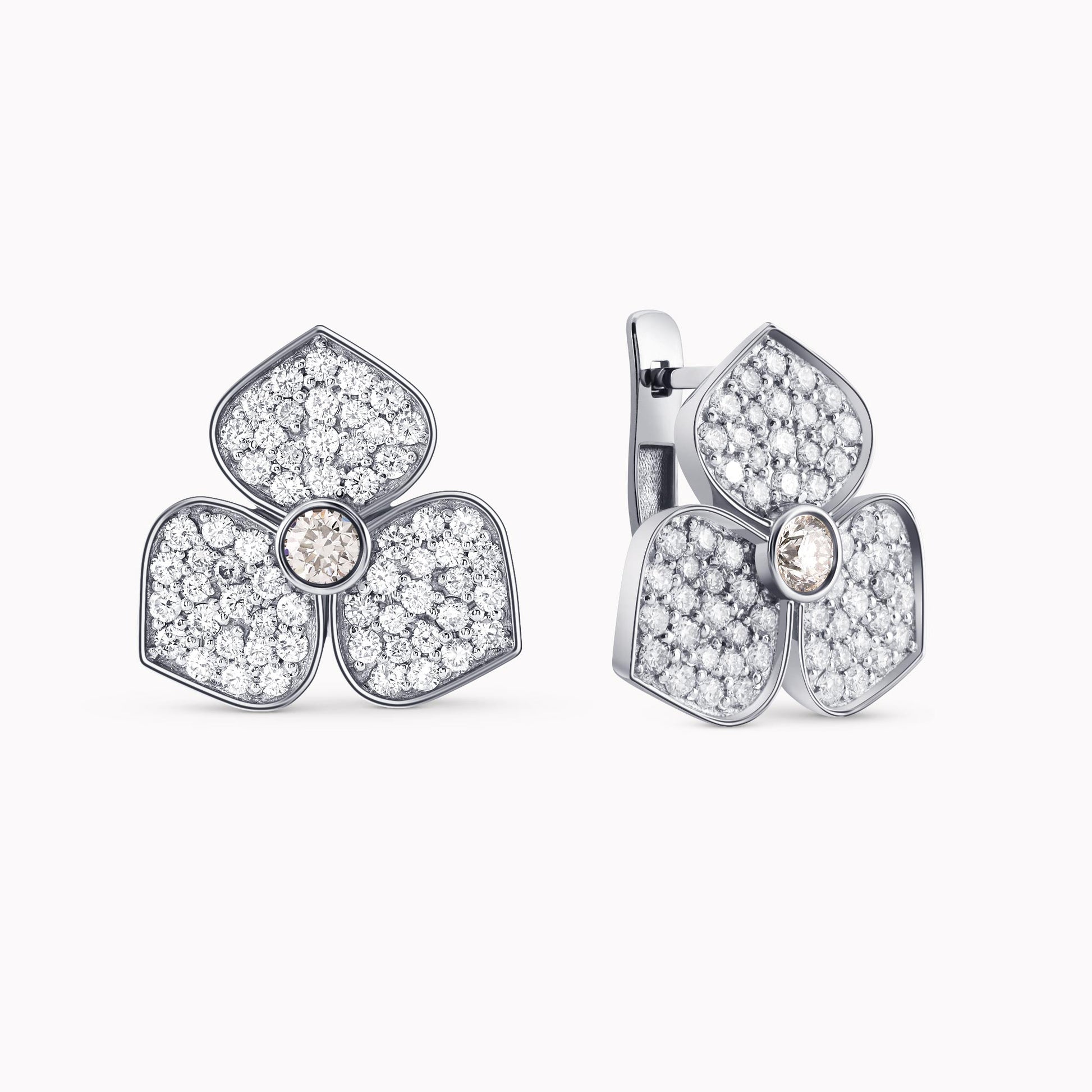 Diamond Flower Earrings
