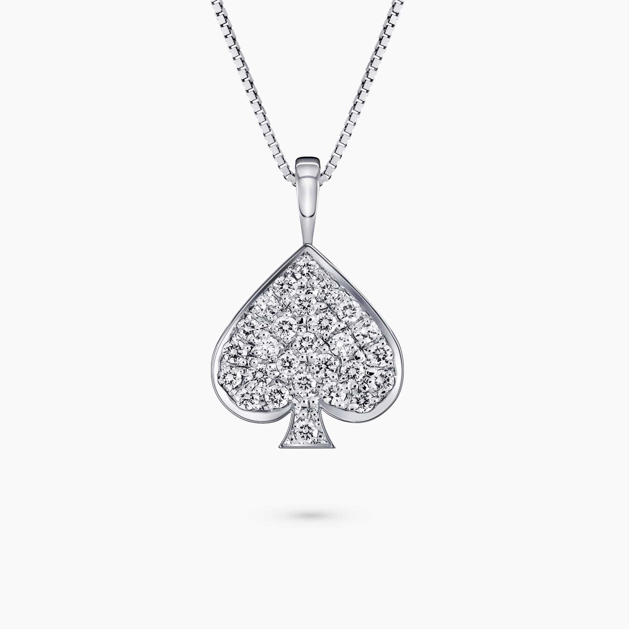 0.28Ct. Diamond in a 14K White Gold Spade Shaped Pendant