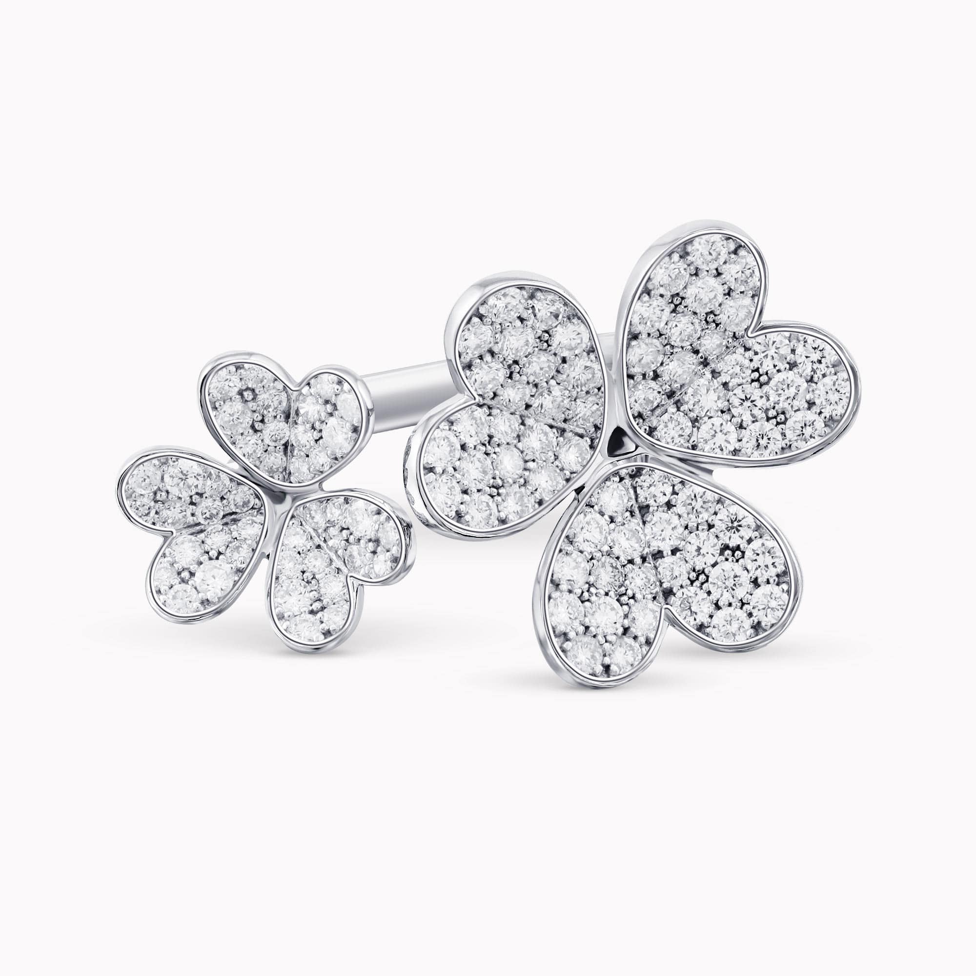 1.09Ct. Diamonds mounted in a 14K White Gold Flower designed Ring