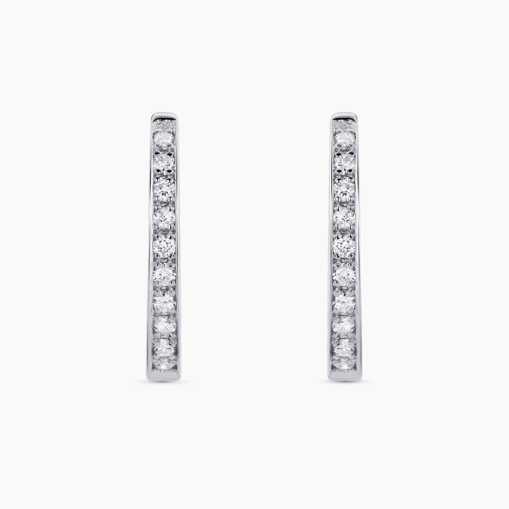 0.20Ct. Diamond Hoop Earrings mounted in 14K White Gold