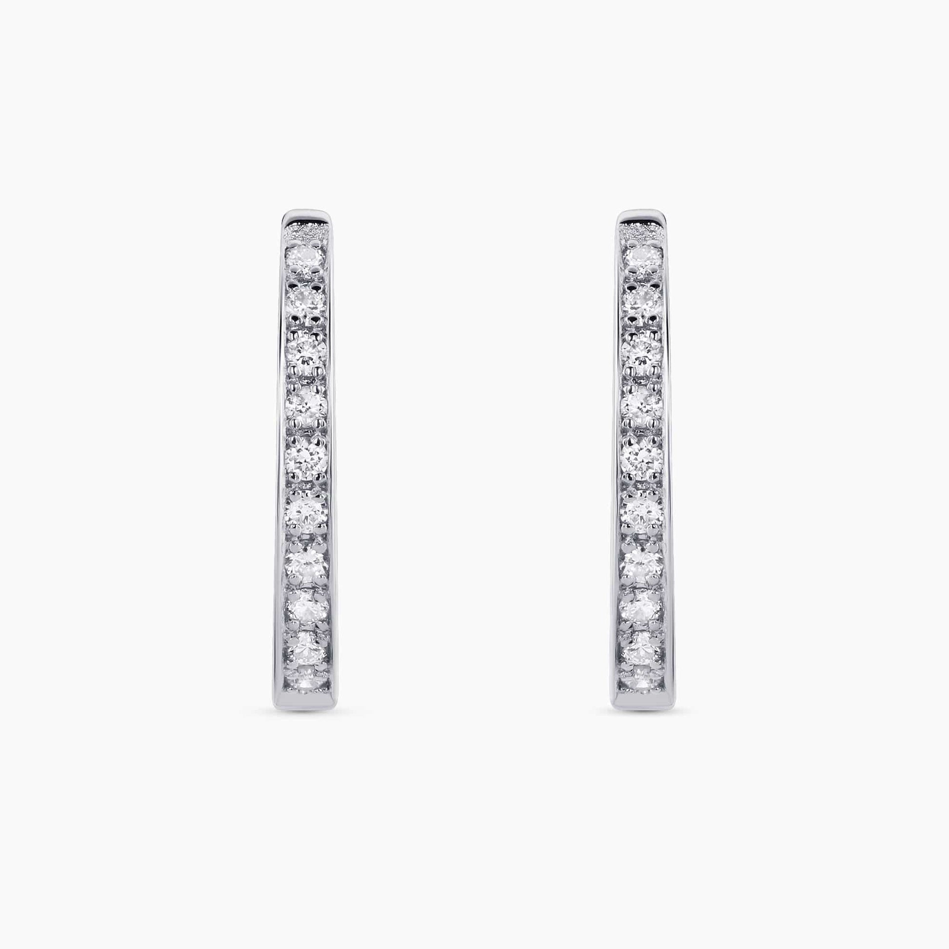 0.20Ct. Diamond Hoop Earrings mounted in 14K White Gold