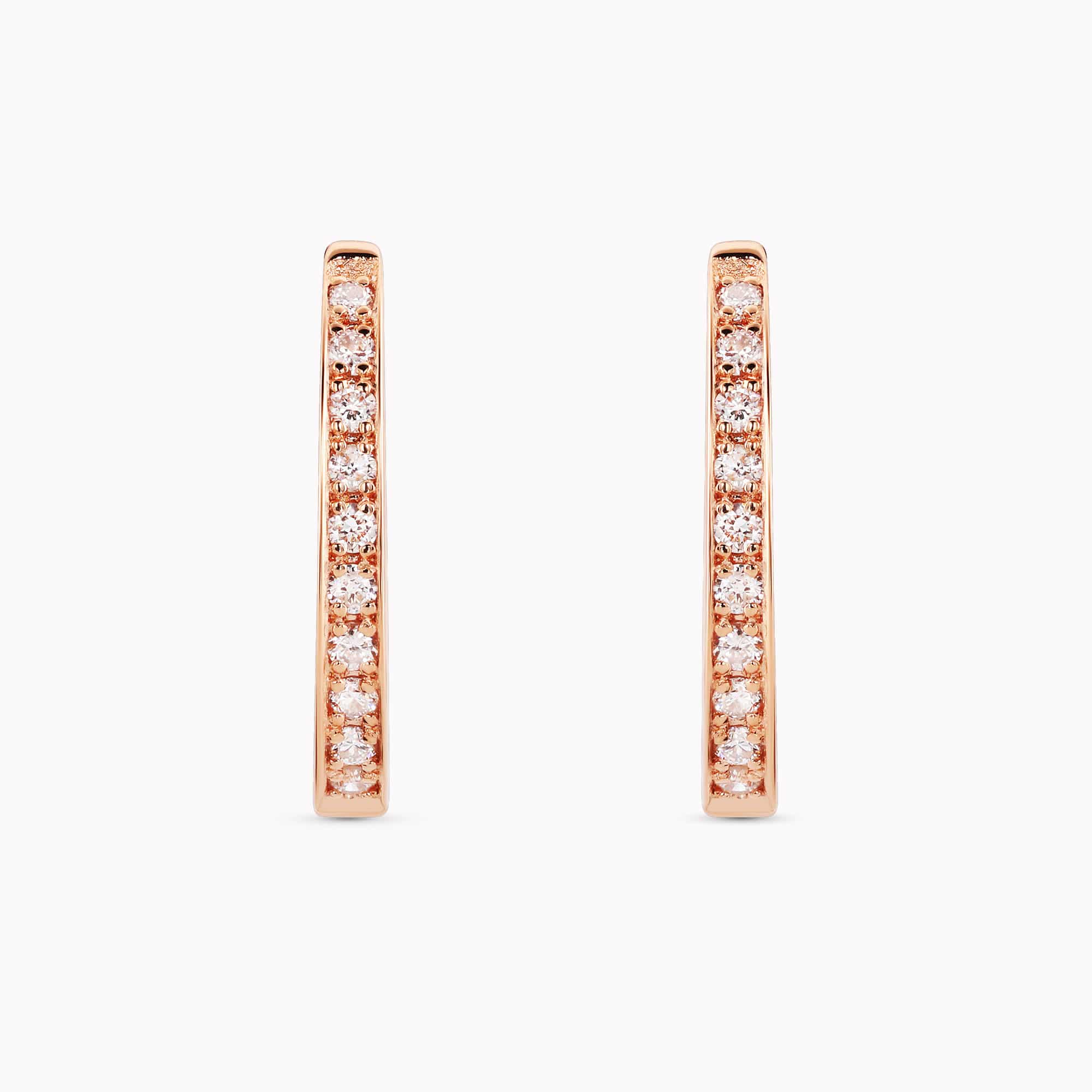 0.20Ct. Diamond Hoop Earrings mounted in 14K Rose Gold