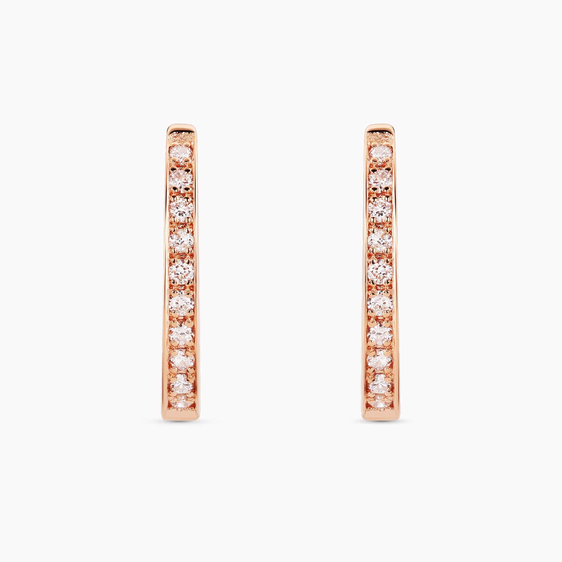 0.20Ct. Diamond Hoop Earrings mounted in 14K Rose Gold