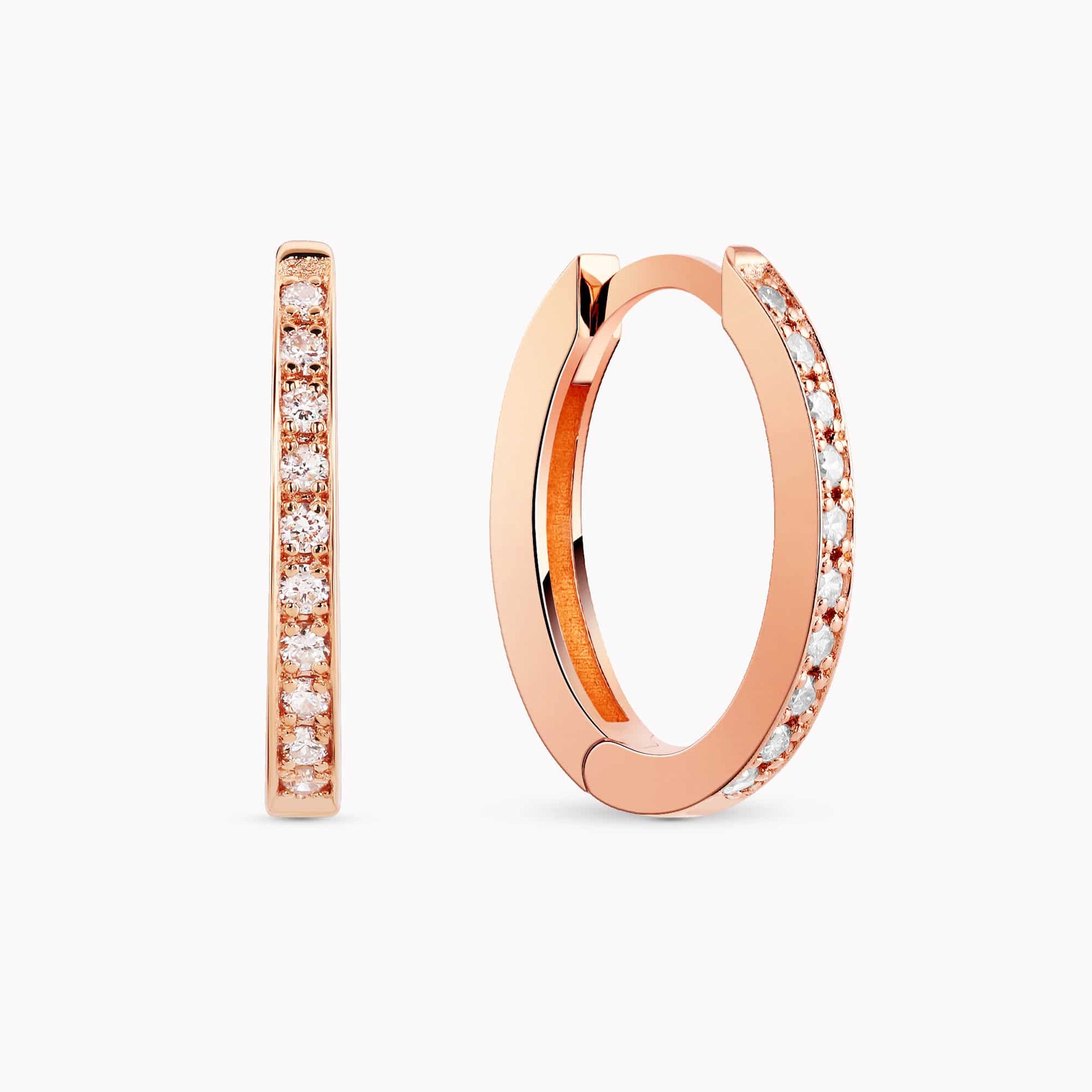 0.20Ct. Diamond Hoop Earrings mounted in 14K Rose Gold