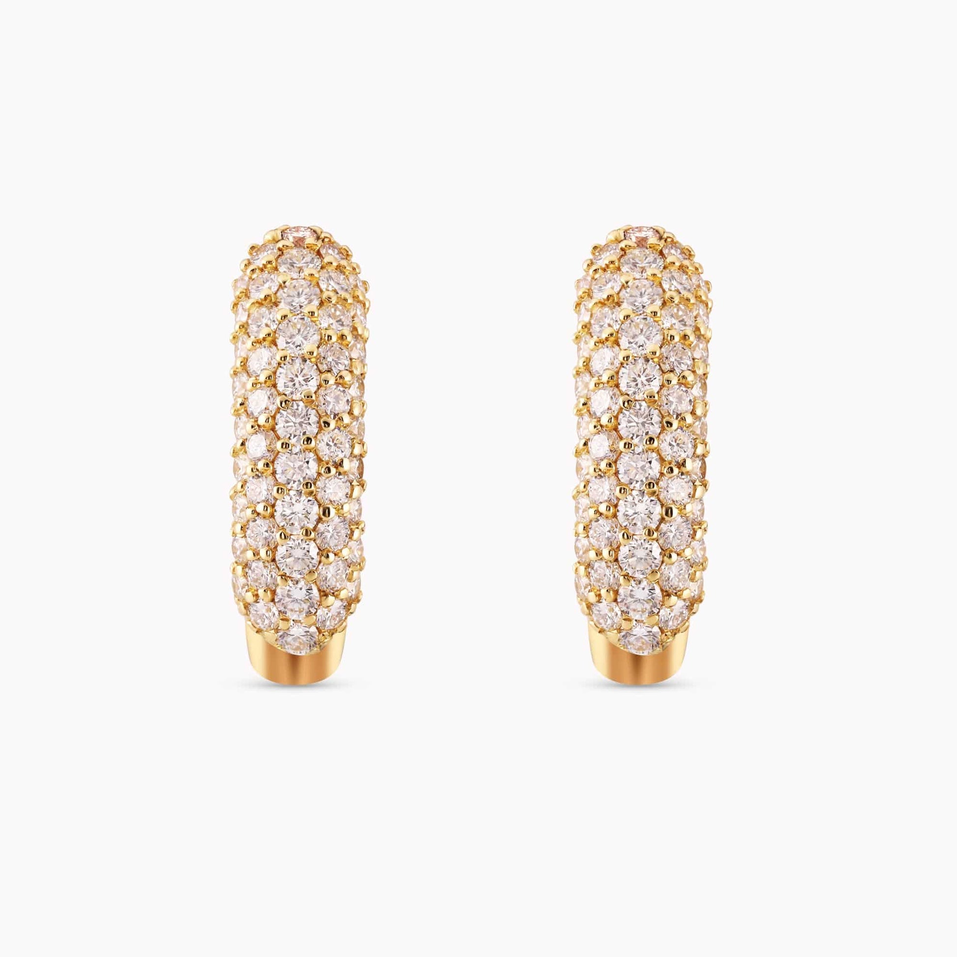 3.17Ct. Diamond Hoop Earrings mounted in 14K Yellow Gold