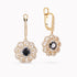 14K Yellow Gold Flower shaped Earrings with 1.30Ct. Center