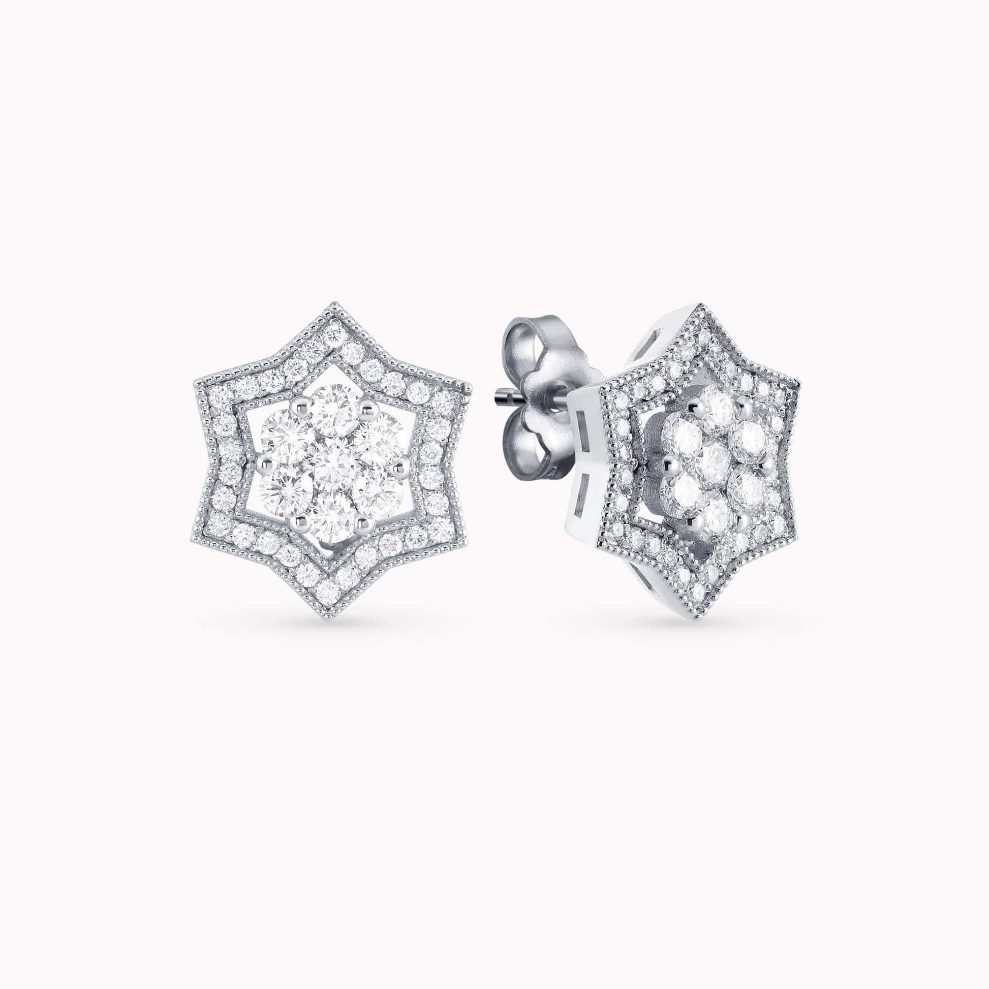 Diamond Star of David Earrings