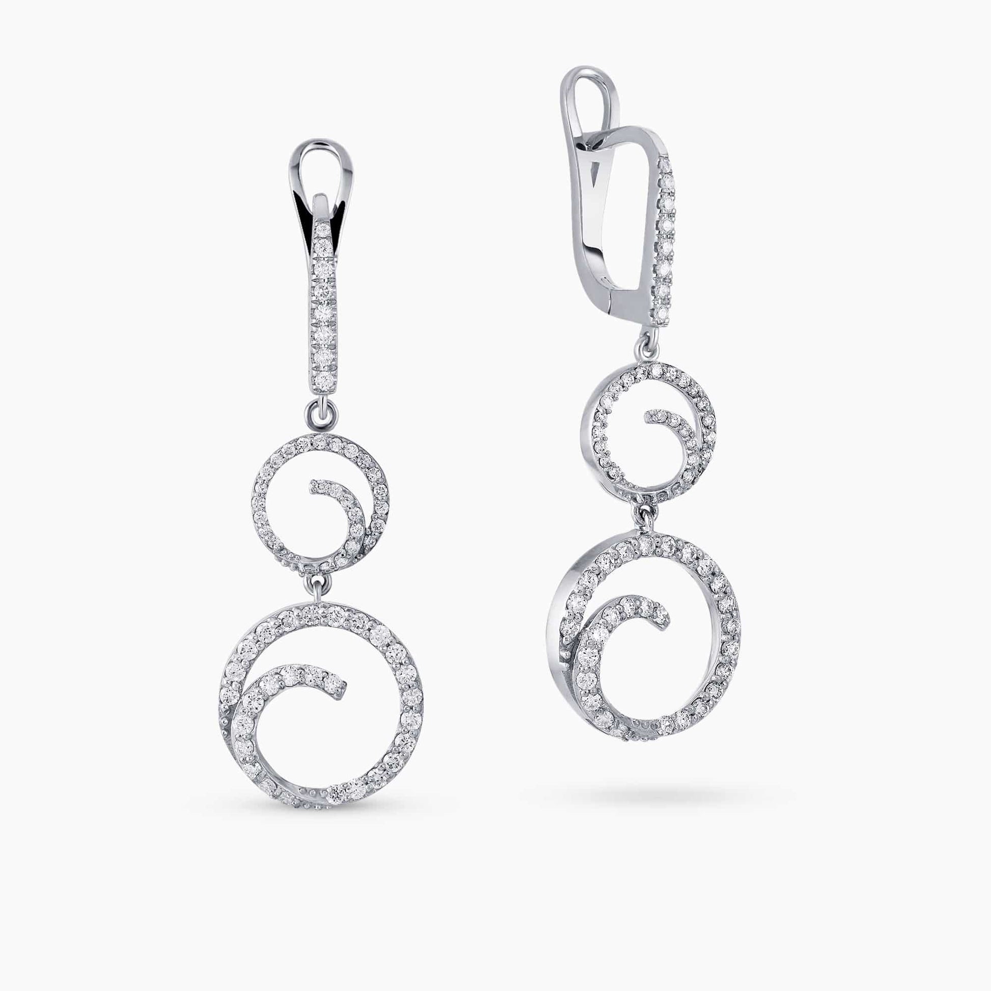0.95Ct. Diamonds mounted in 14K White Gold Earrings