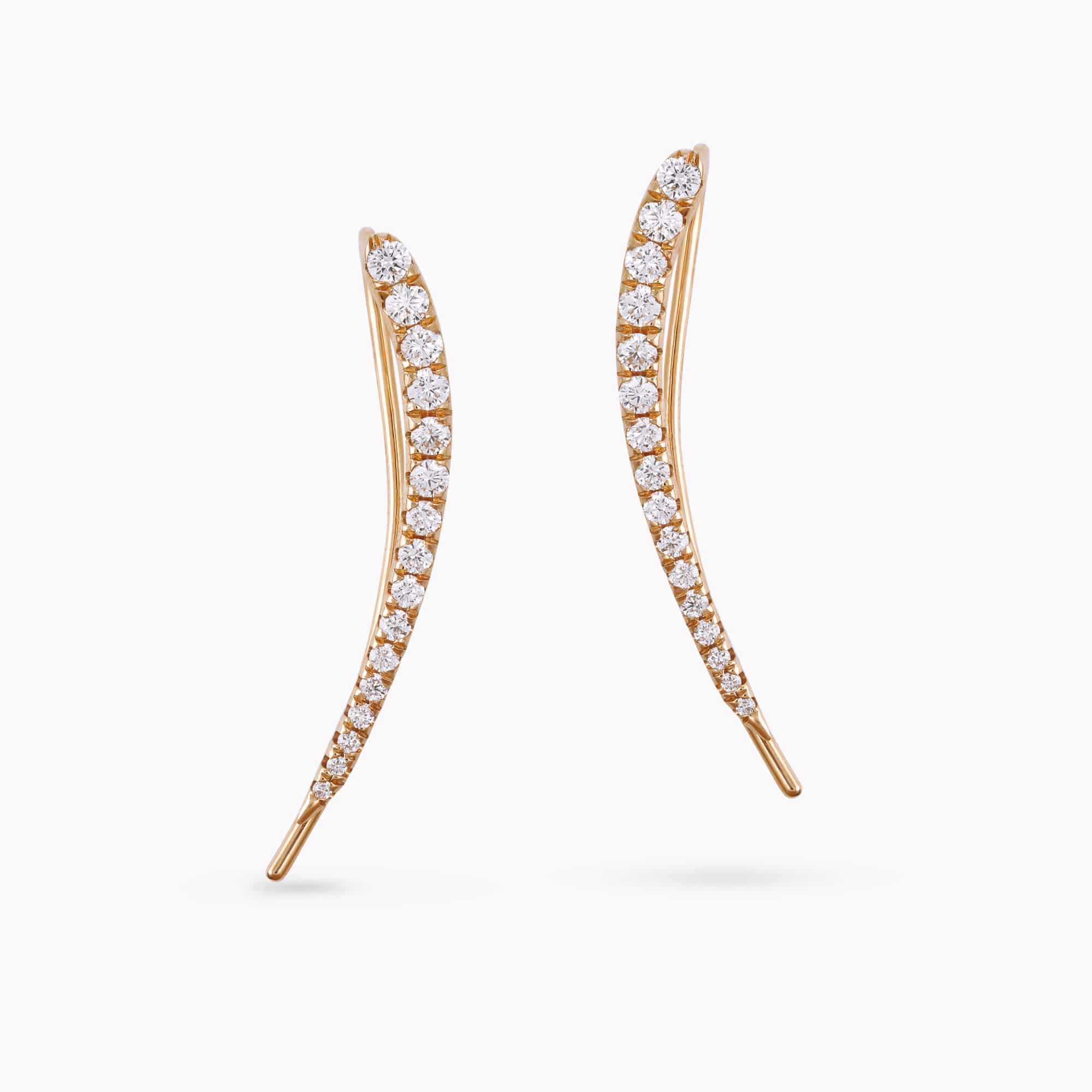 0.56Ct. Diamond Climber Earrings mounted in 14K Yellow Gold