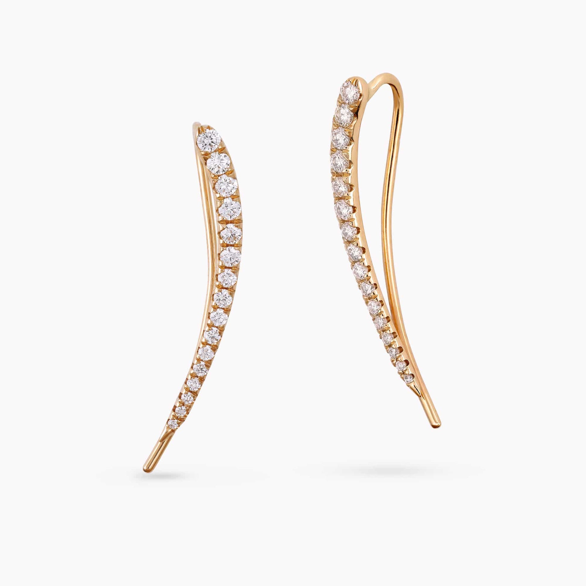 0.56Ct. Diamond Climber Earrings mounted in 14K Yellow Gold