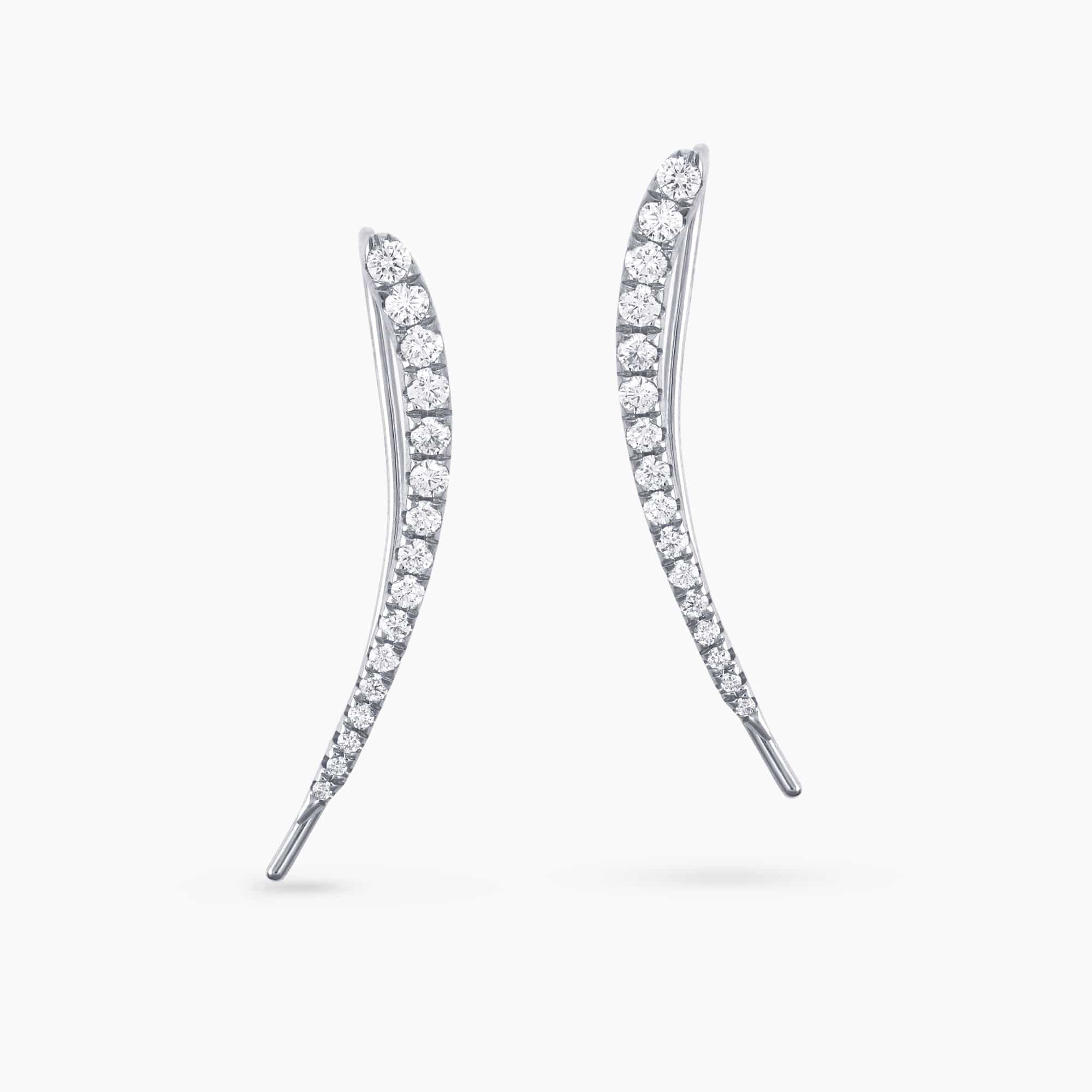 0.56Ct. Diamond Climber Earrings mounted in 14K White Gold