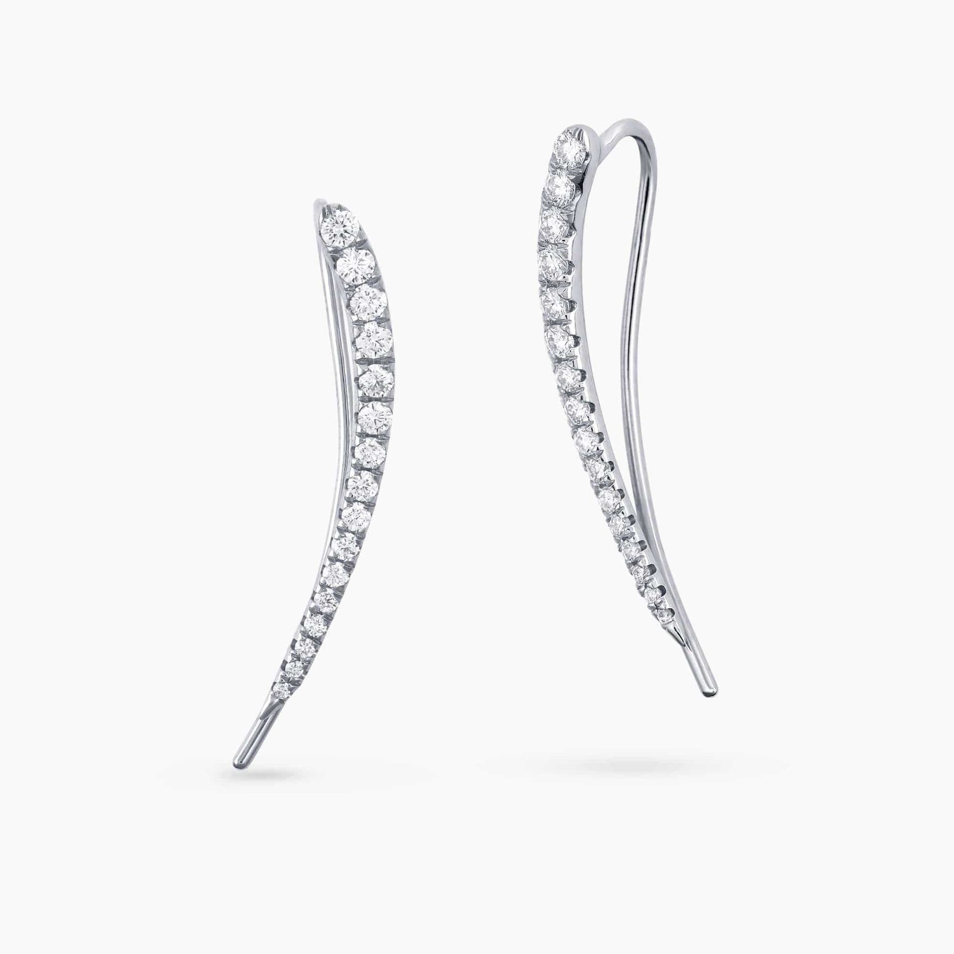 0.56Ct. Diamond Climber Earrings mounted in 14K White Gold