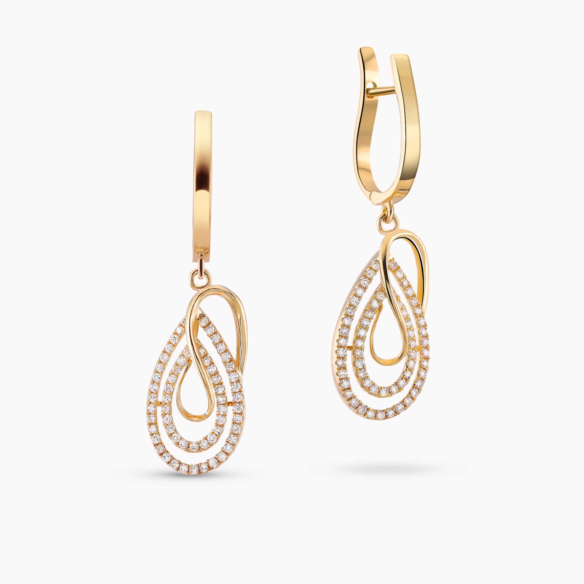 0.70Ct. Diamonds mounted in 14K Yellow Gold Earrings