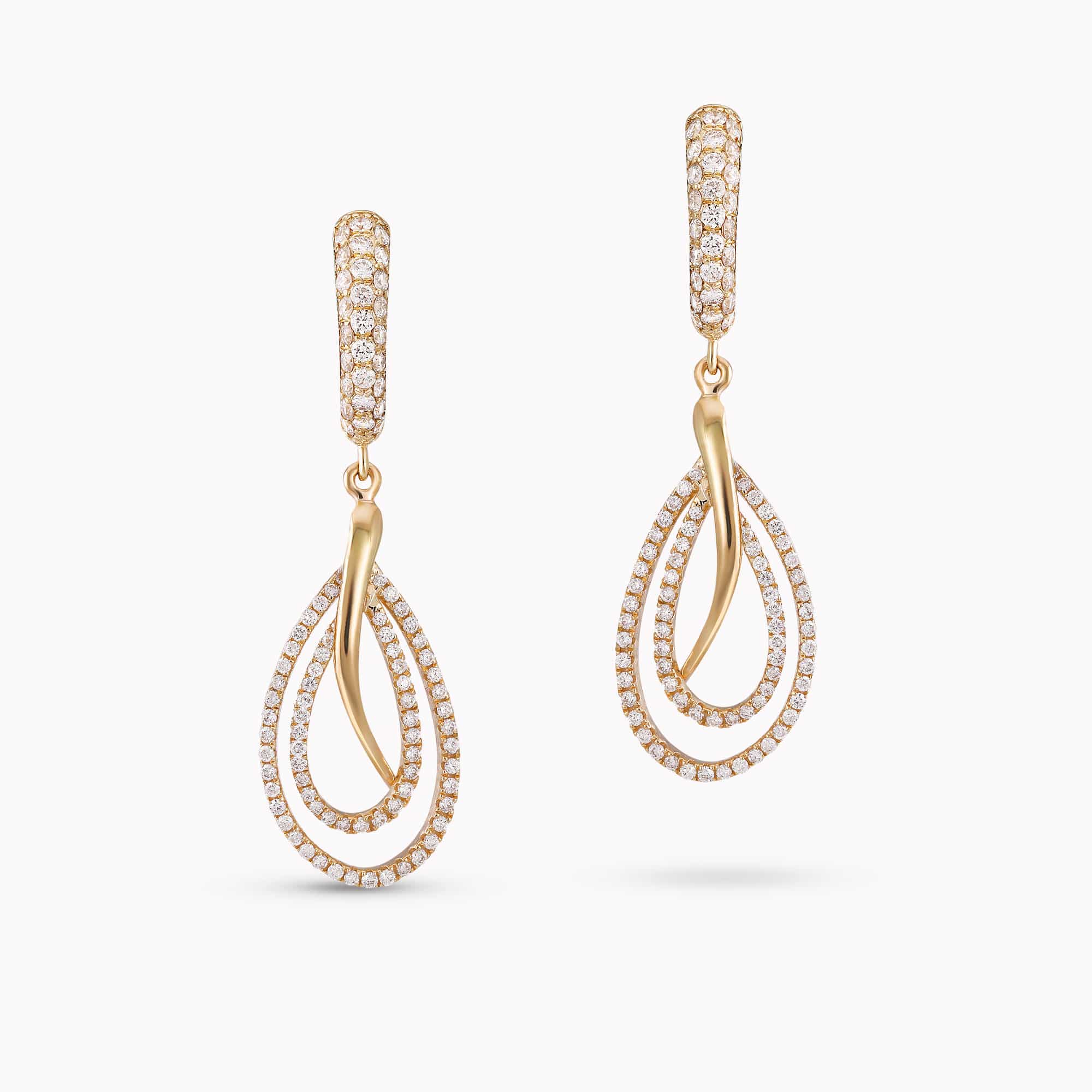 0.88Ct. Diamonds mounted in 14K Yellow Gold Earrings