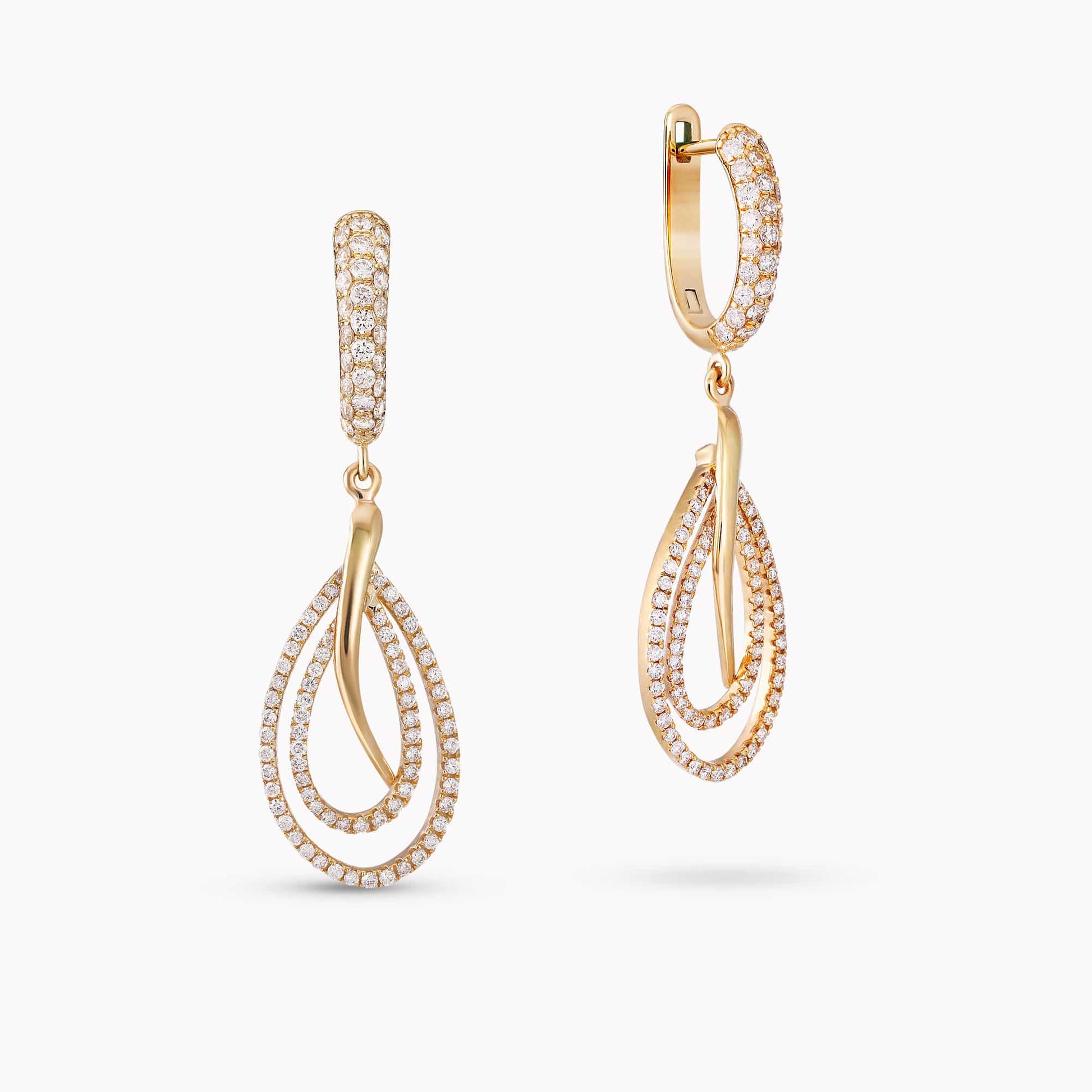 0.88Ct. Diamonds mounted in 14K Yellow Gold Earrings