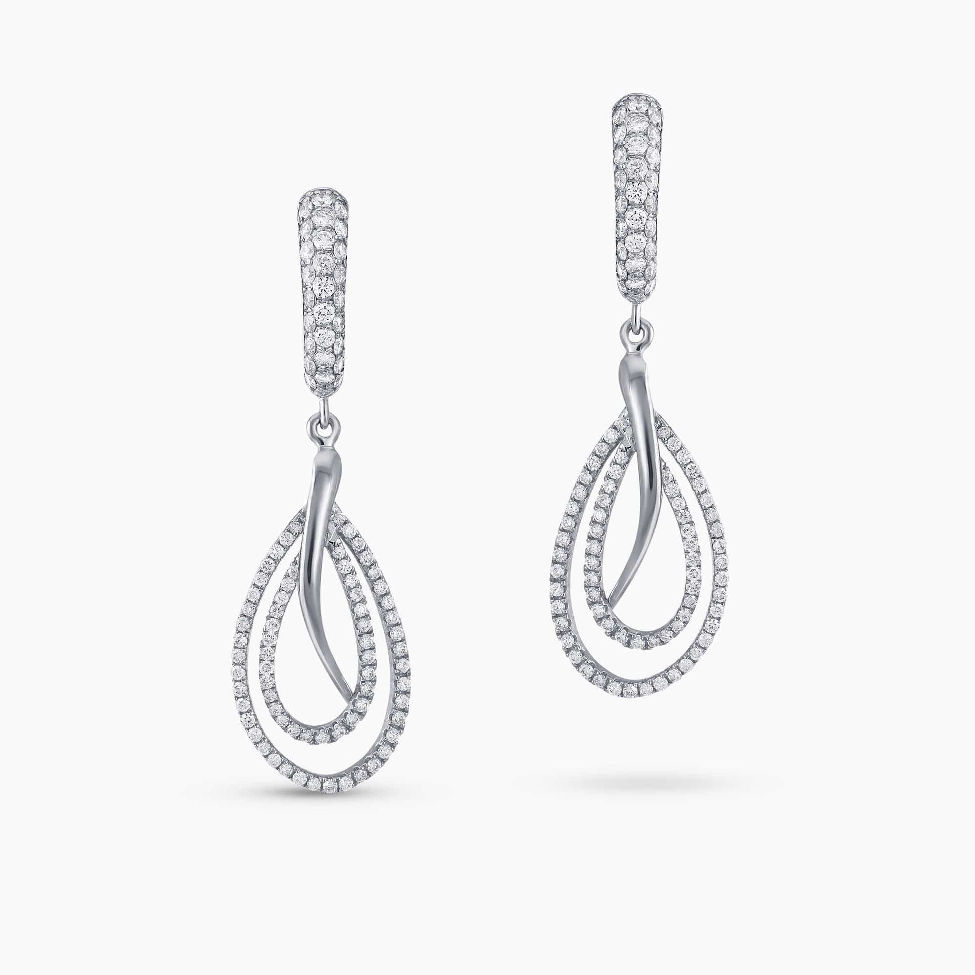 0.88Ct. Diamonds mounted in 14K White Gold Earrings