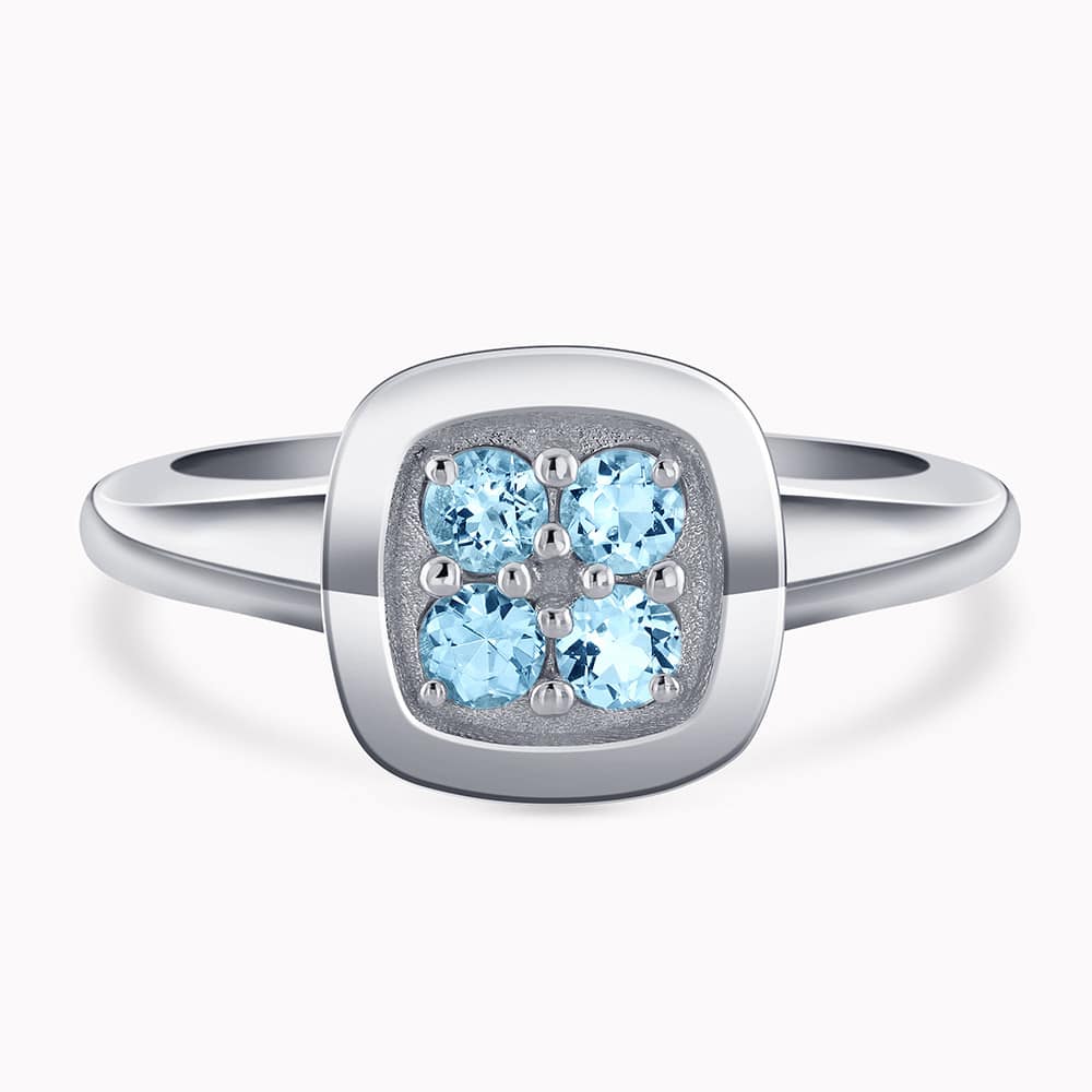 0.24Ct. Aquamarine Gem Stones set in a 14K White Gold Ring
